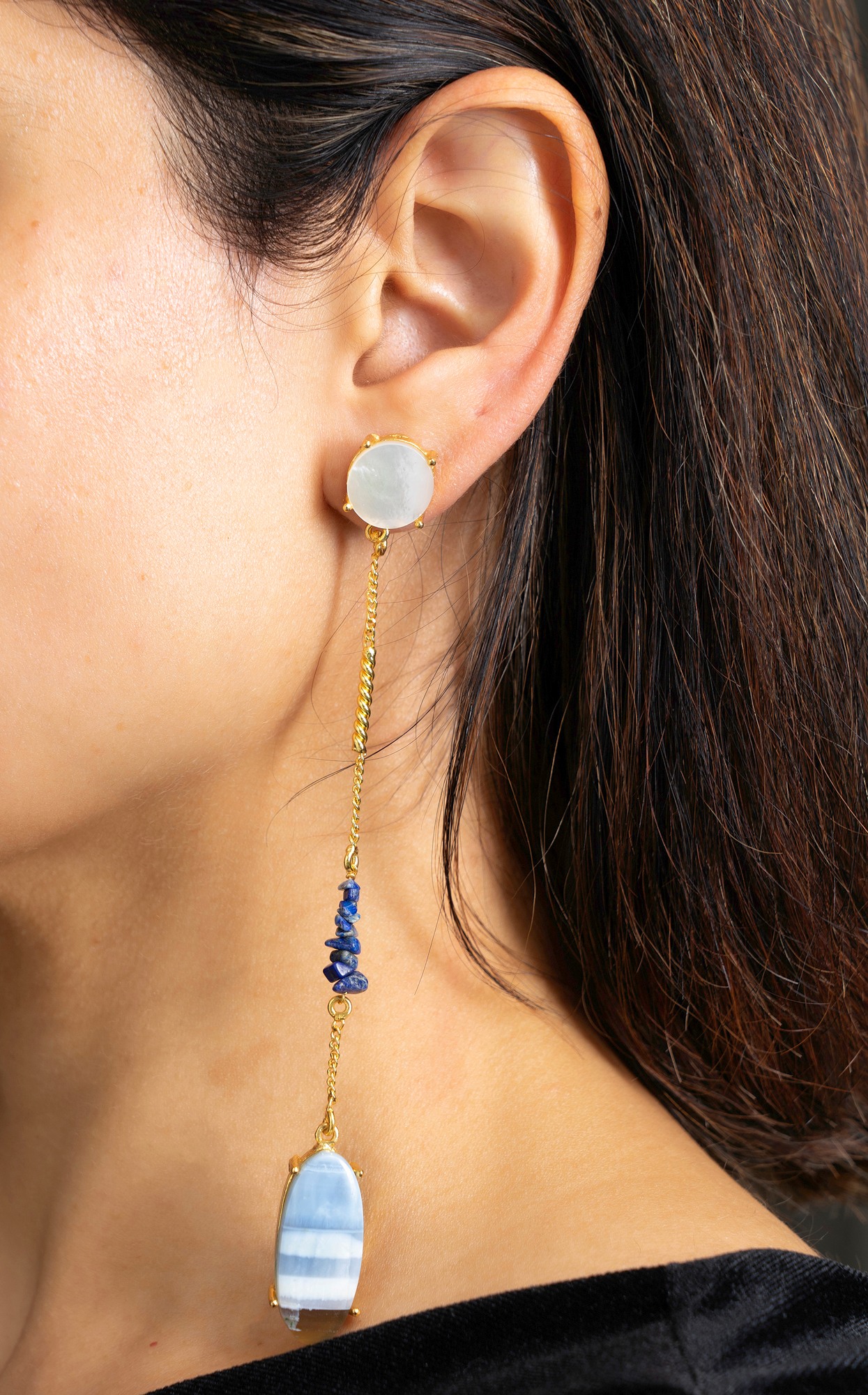Opal shoulder duster earrings