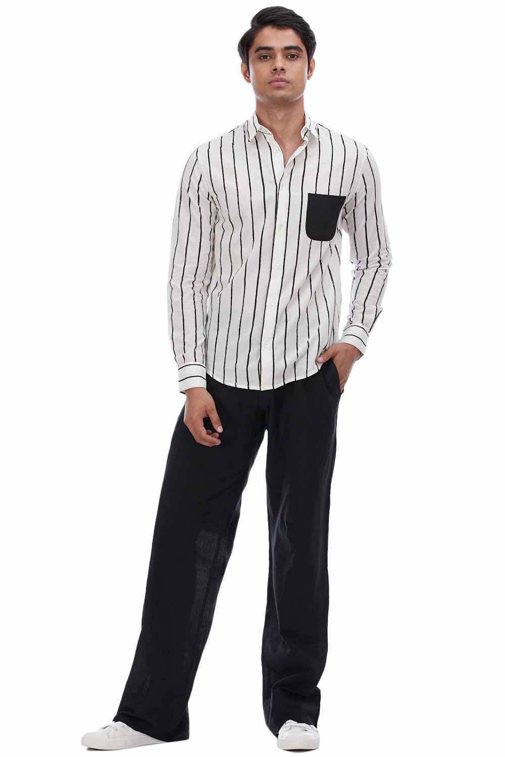 Hand Block Print Stripe Cotton Shirt