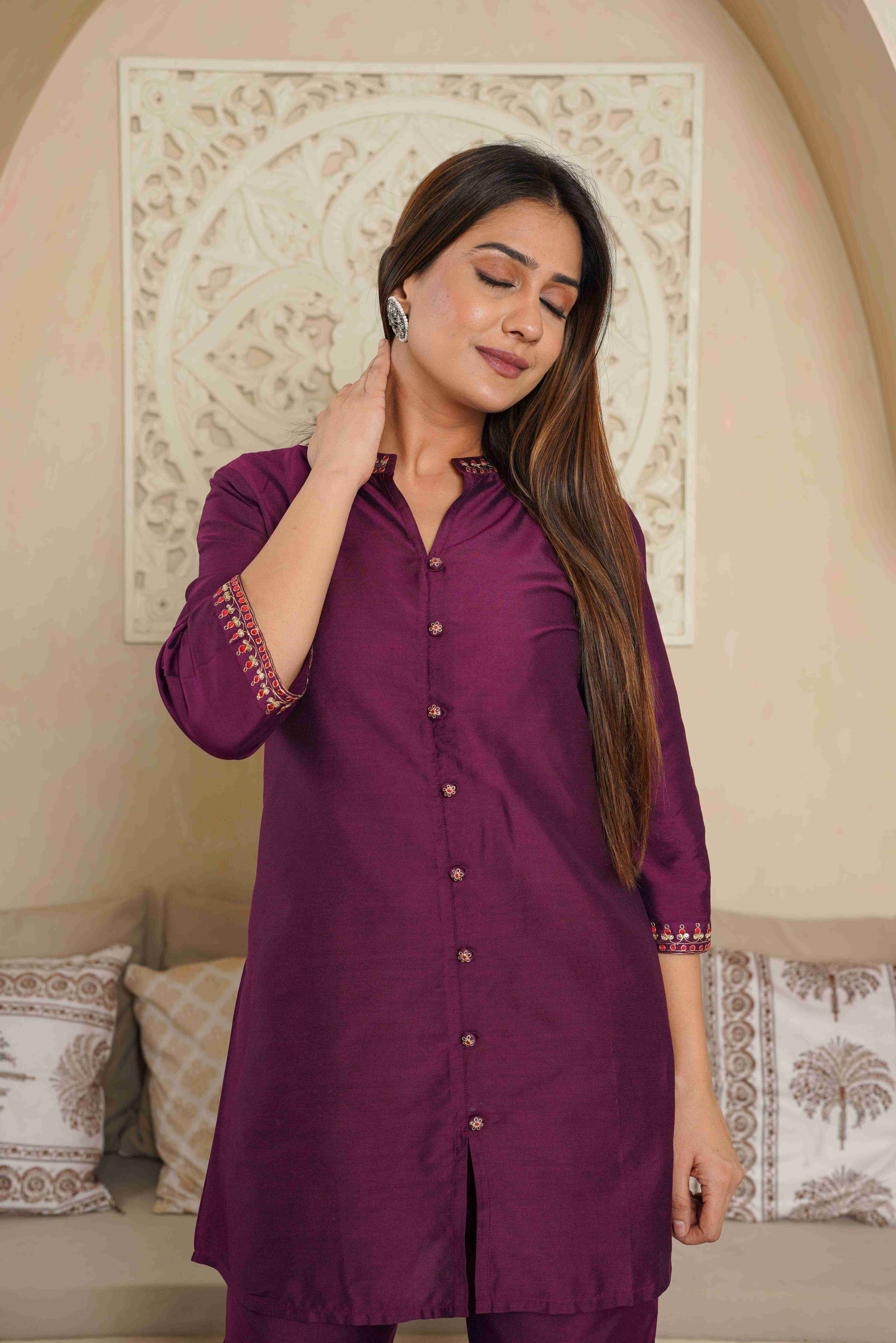 BEAUTIFUL PURPLE EMBROIDERED CO-ORD SET