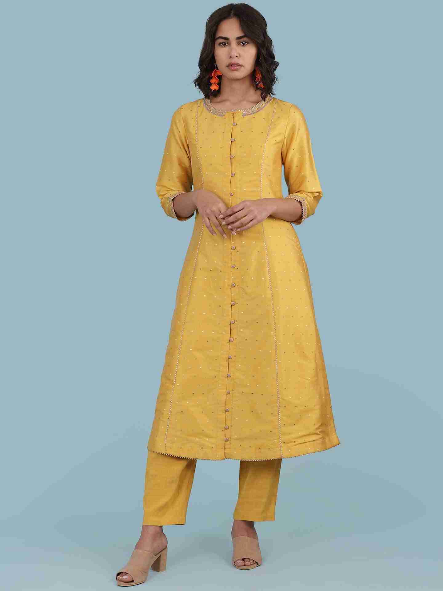 Yellow Basle Solid Suit Set