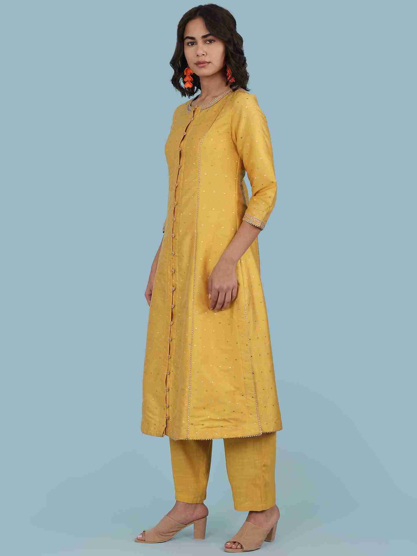 Yellow Basle Solid Suit Set
