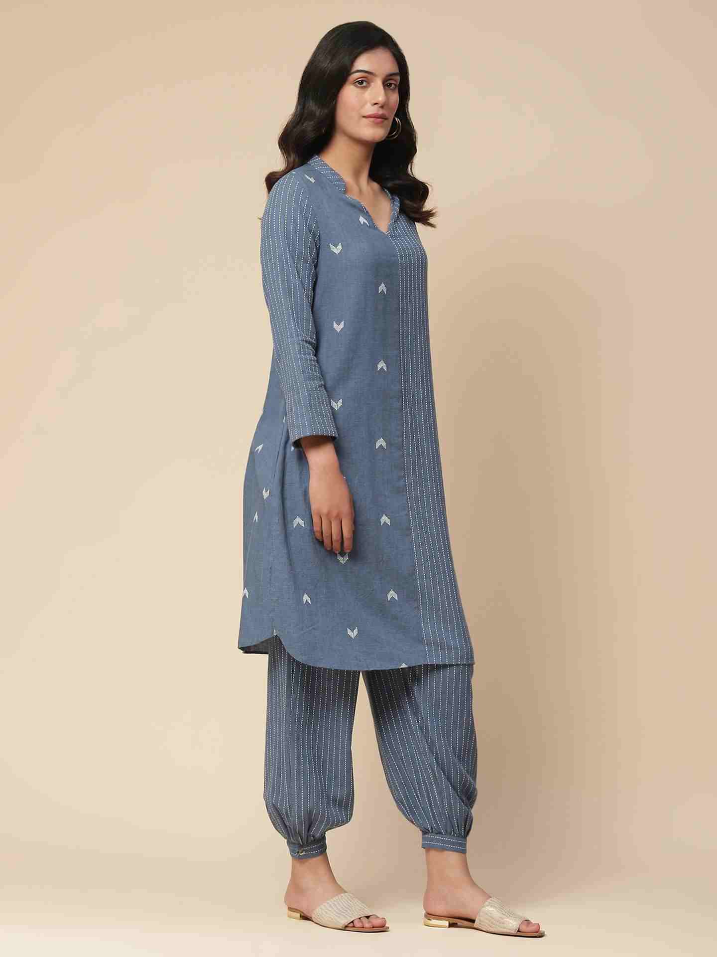 Blue Ramani Yarn-Dyed Kurta Set