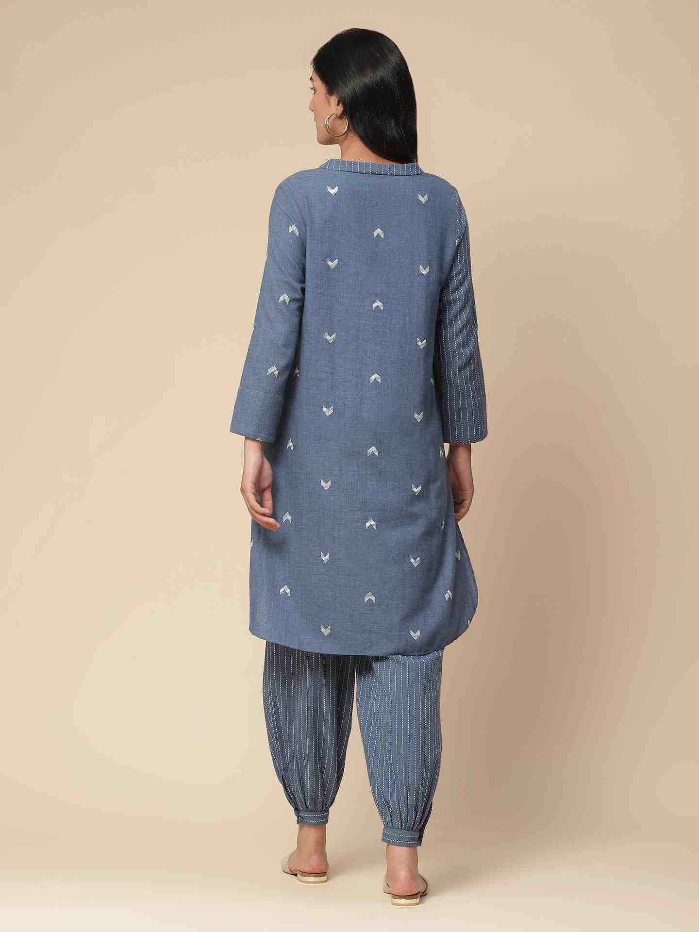 Blue Ramani Yarn-Dyed Kurta Set