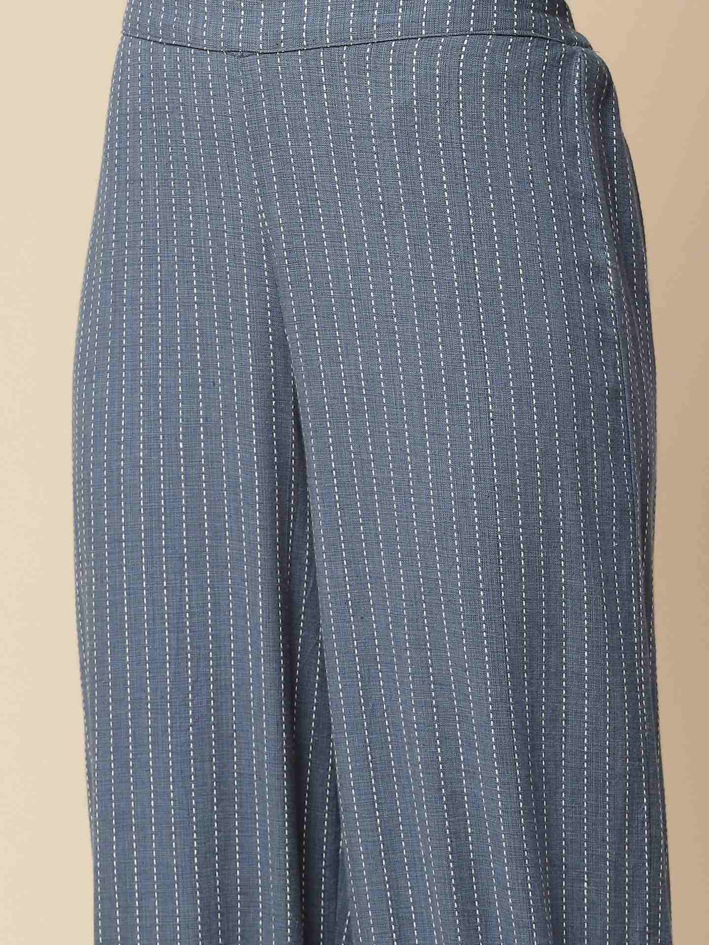 Blue Ramani Yarn-Dyed Kurta Set