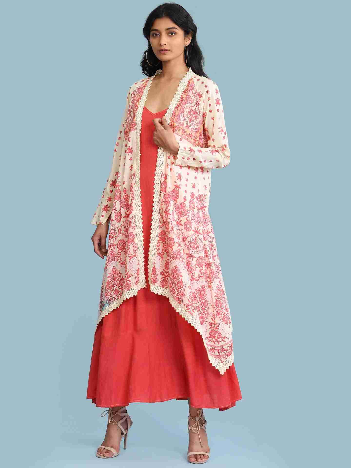 Ecru Tarini Print Long Dress