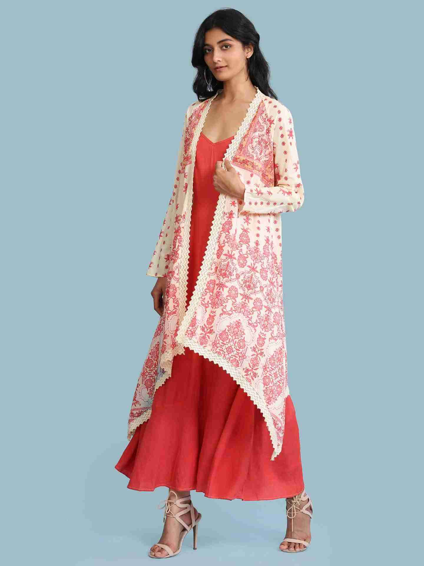Ecru Tarini Print Long Dress