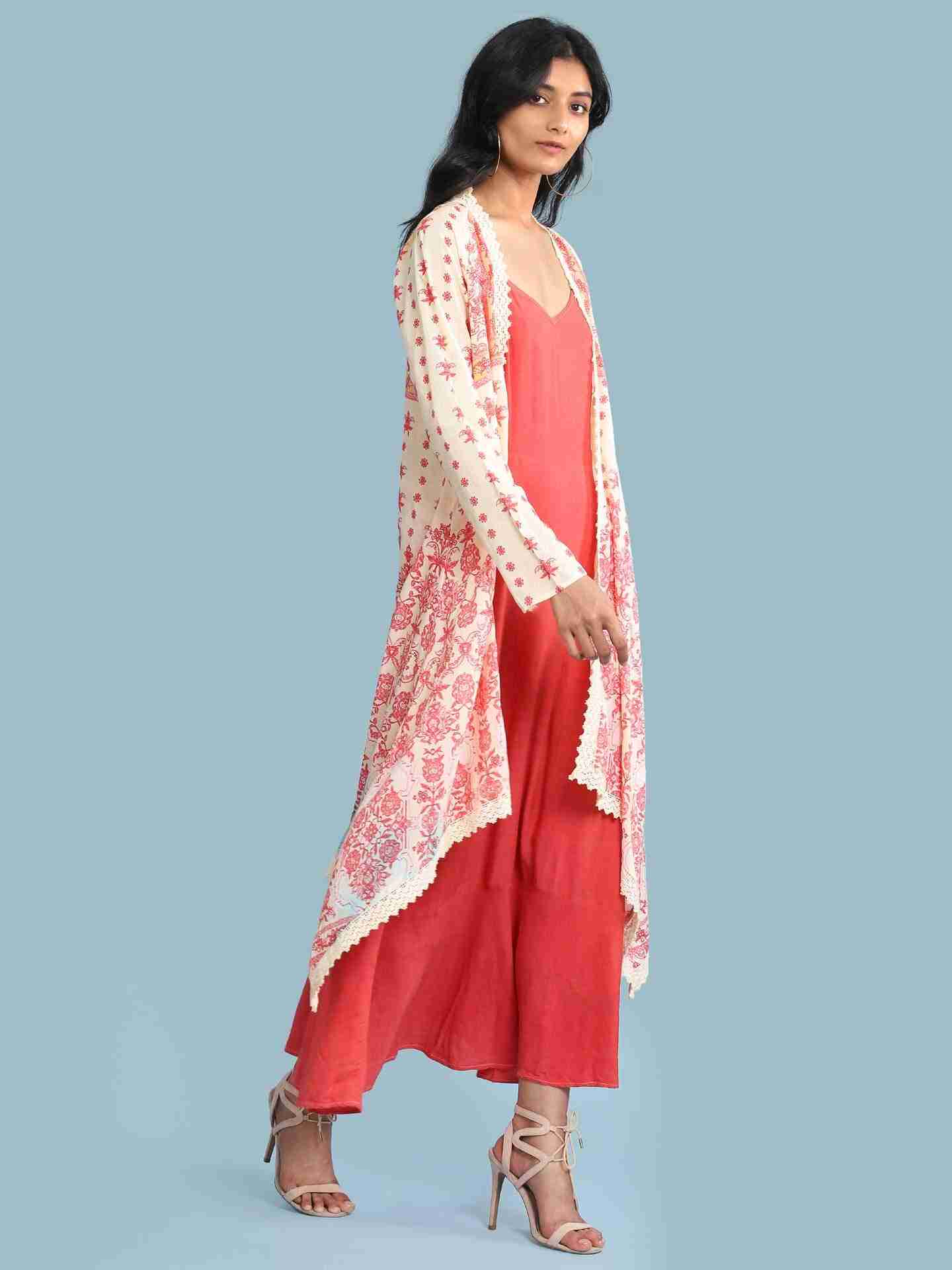 Ecru Tarini Print Long Dress