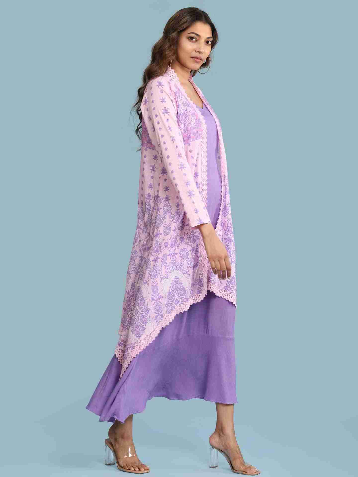 Lavender Tarini Print Long Dress