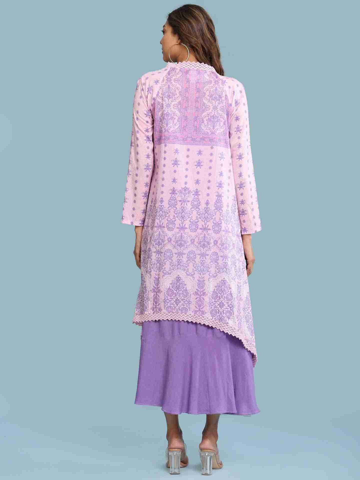 Lavender Tarini Print Long Dress