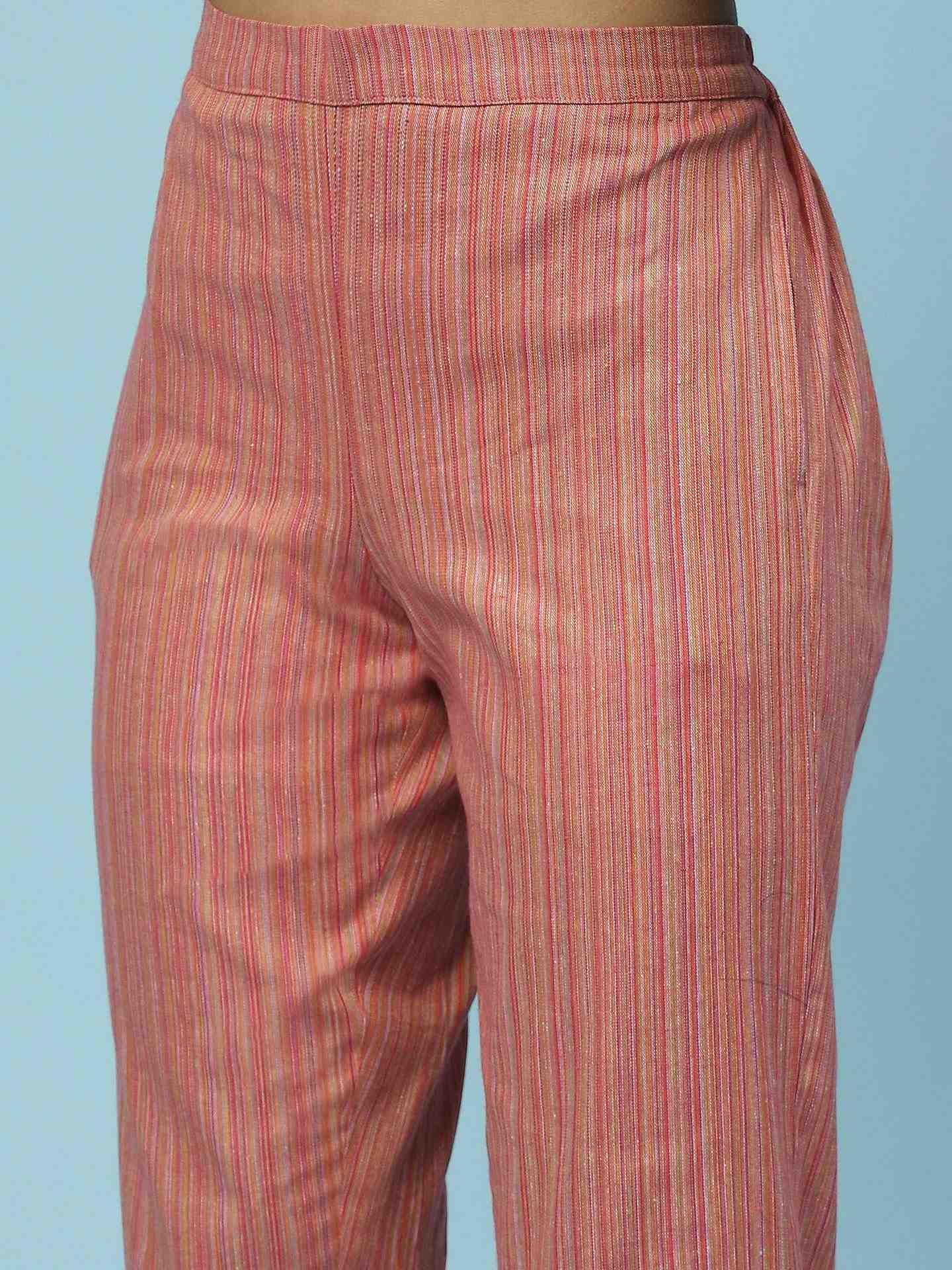 Pink Shagufta Yarn Dyed Kurta Set