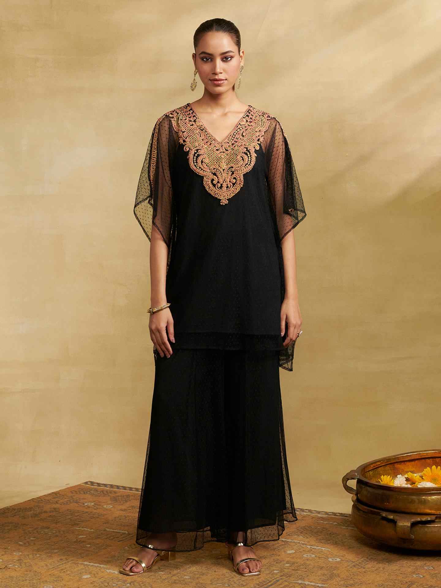 Black Moonflower Solid Co-Ord Set