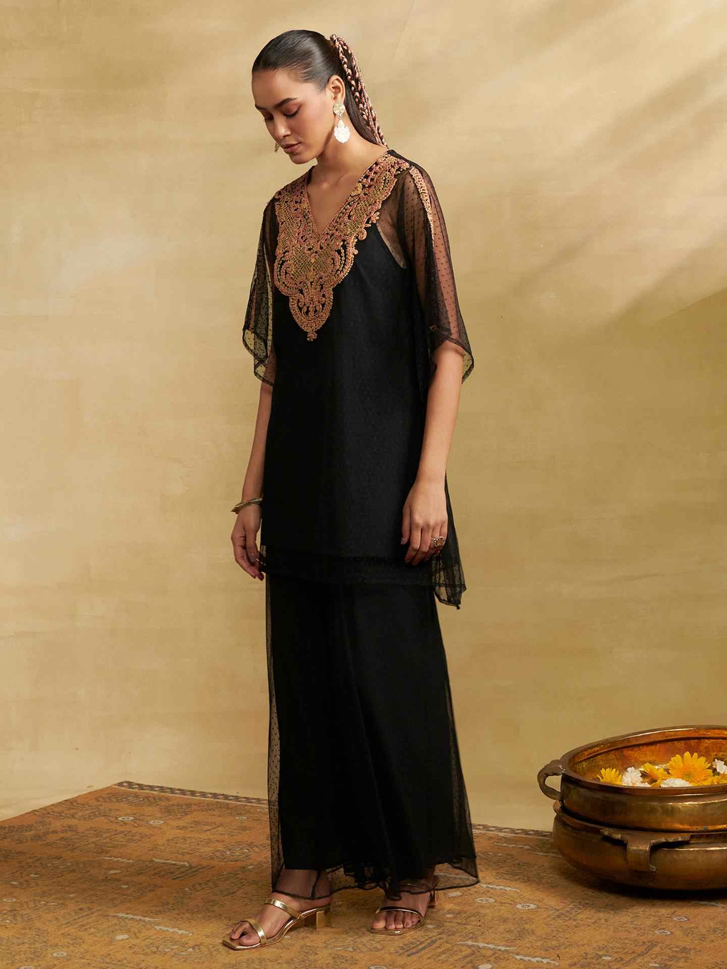 Black Moonflower Solid Co-Ord Set