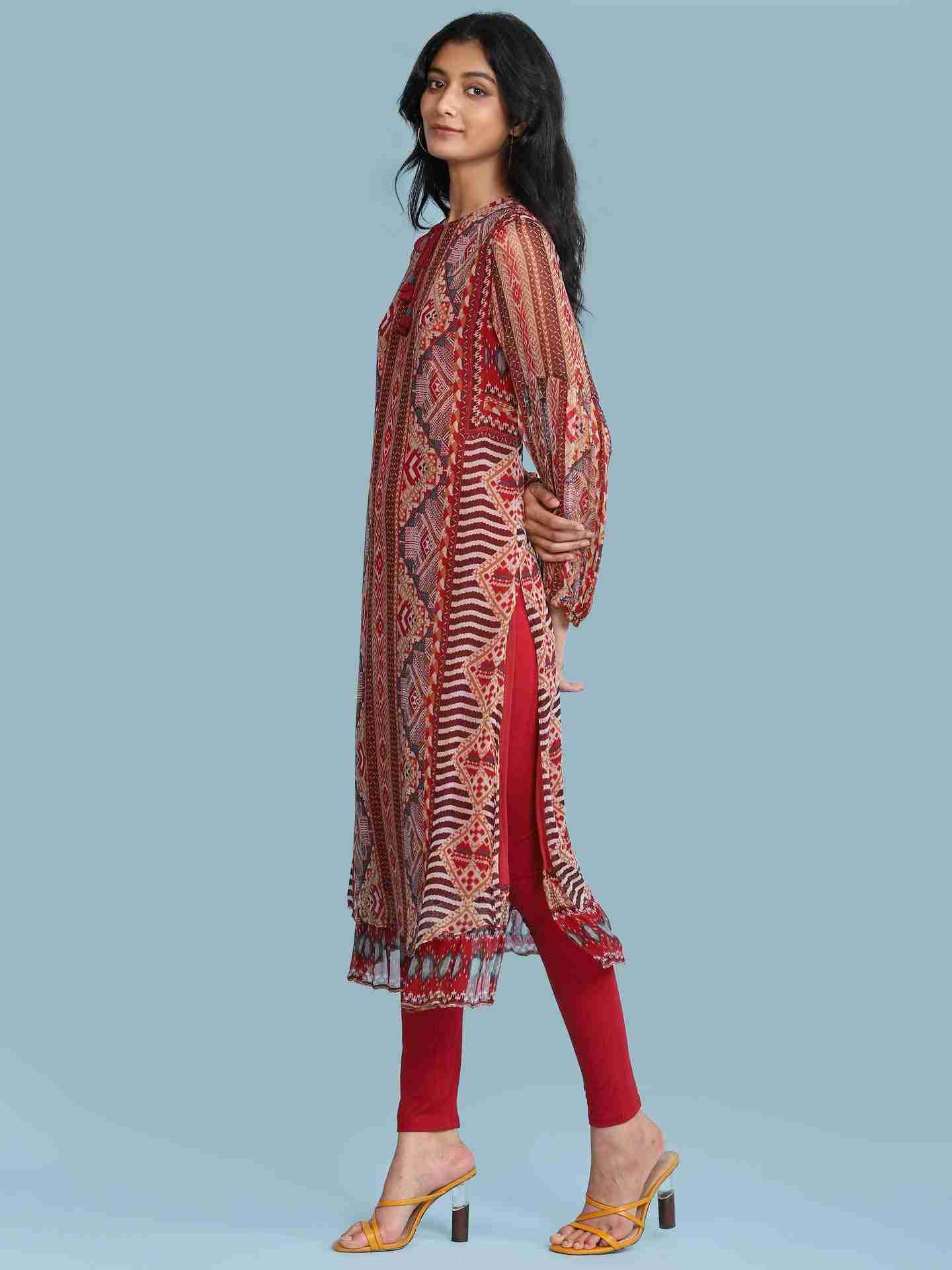 Red Nilaya Print Suit Set