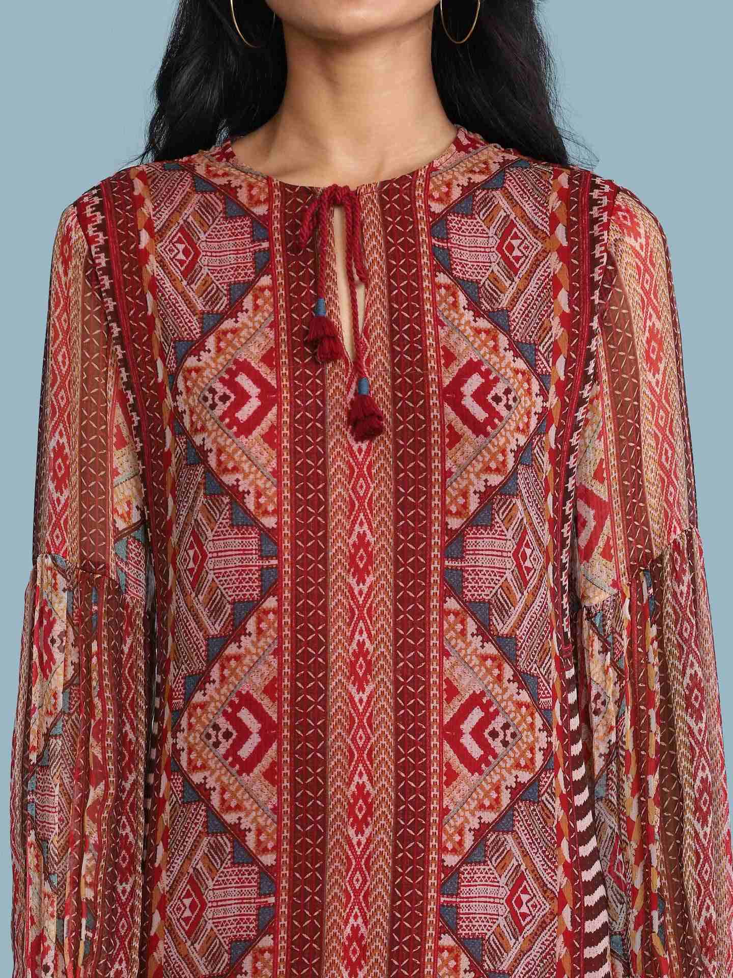 Red Nilaya Print Suit Set