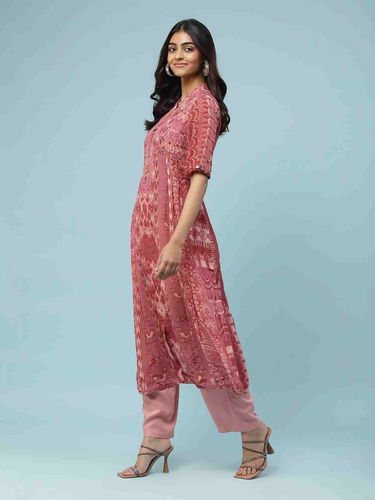 Pink Boho Ikat Suit Set