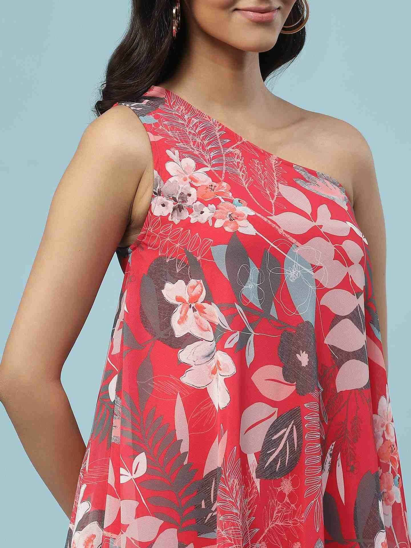 Red Jungle Graphic Kurta Set