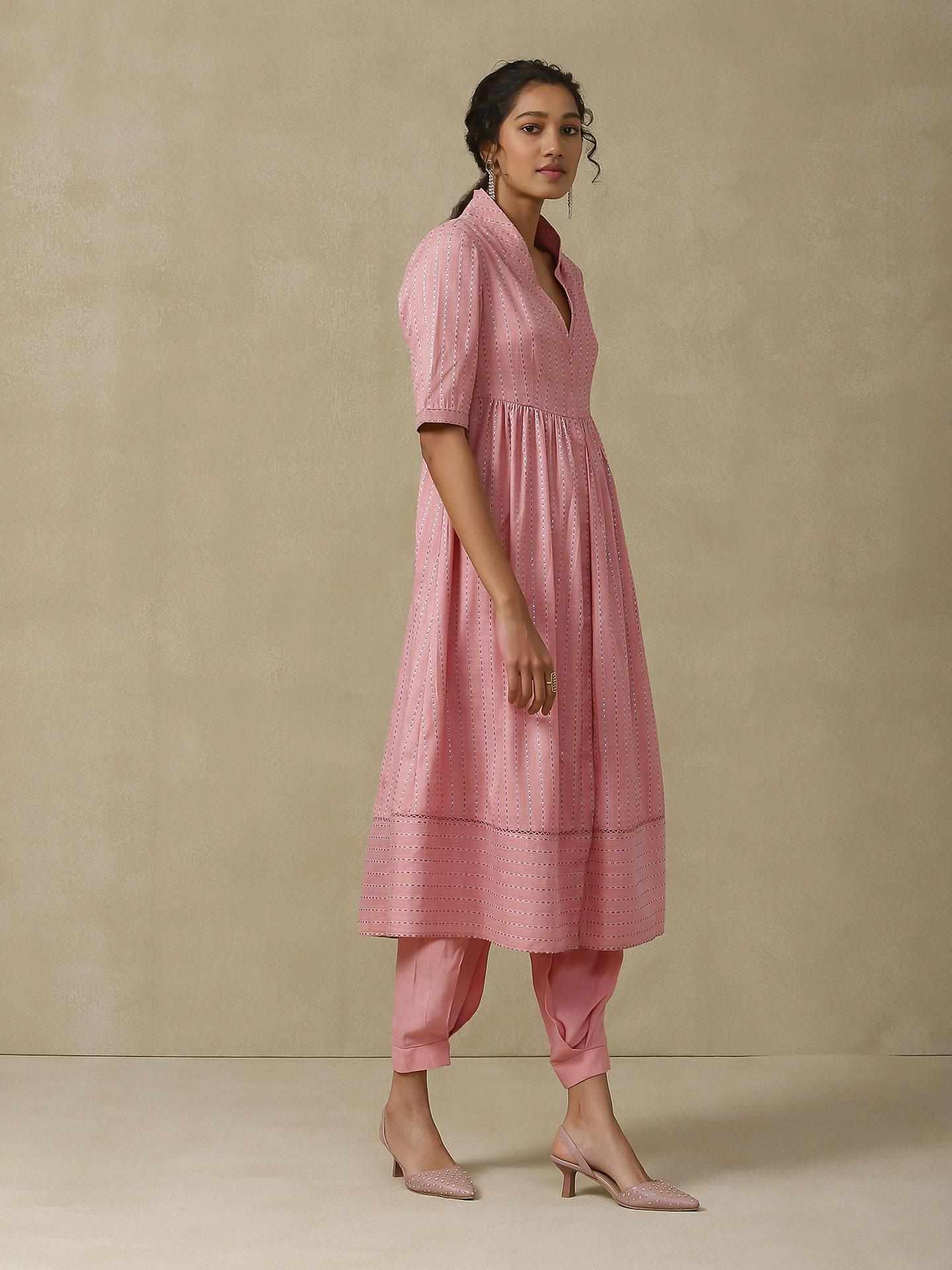 Peach Aiza Solid Kurta Set