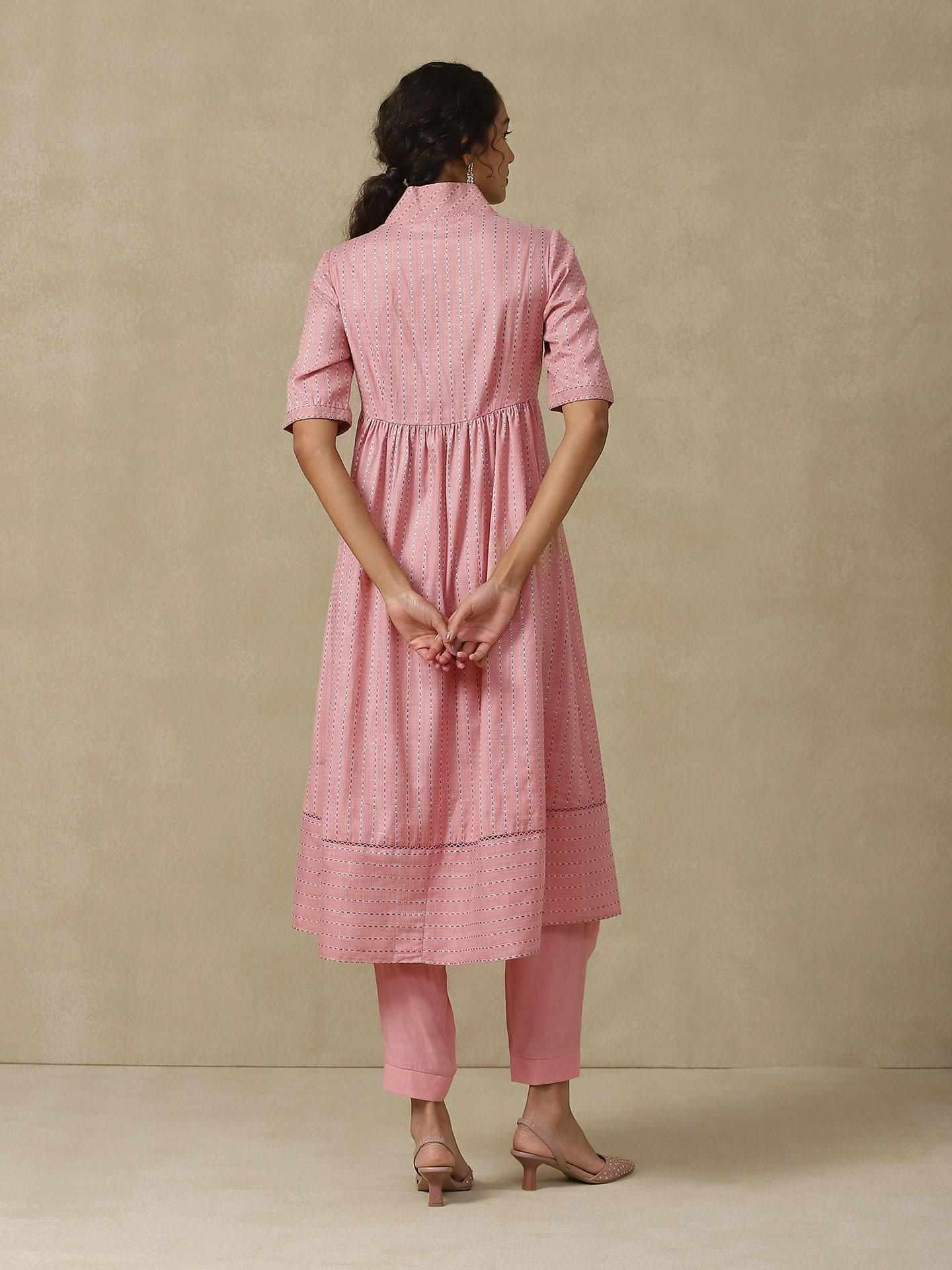 Peach Aiza Solid Kurta Set