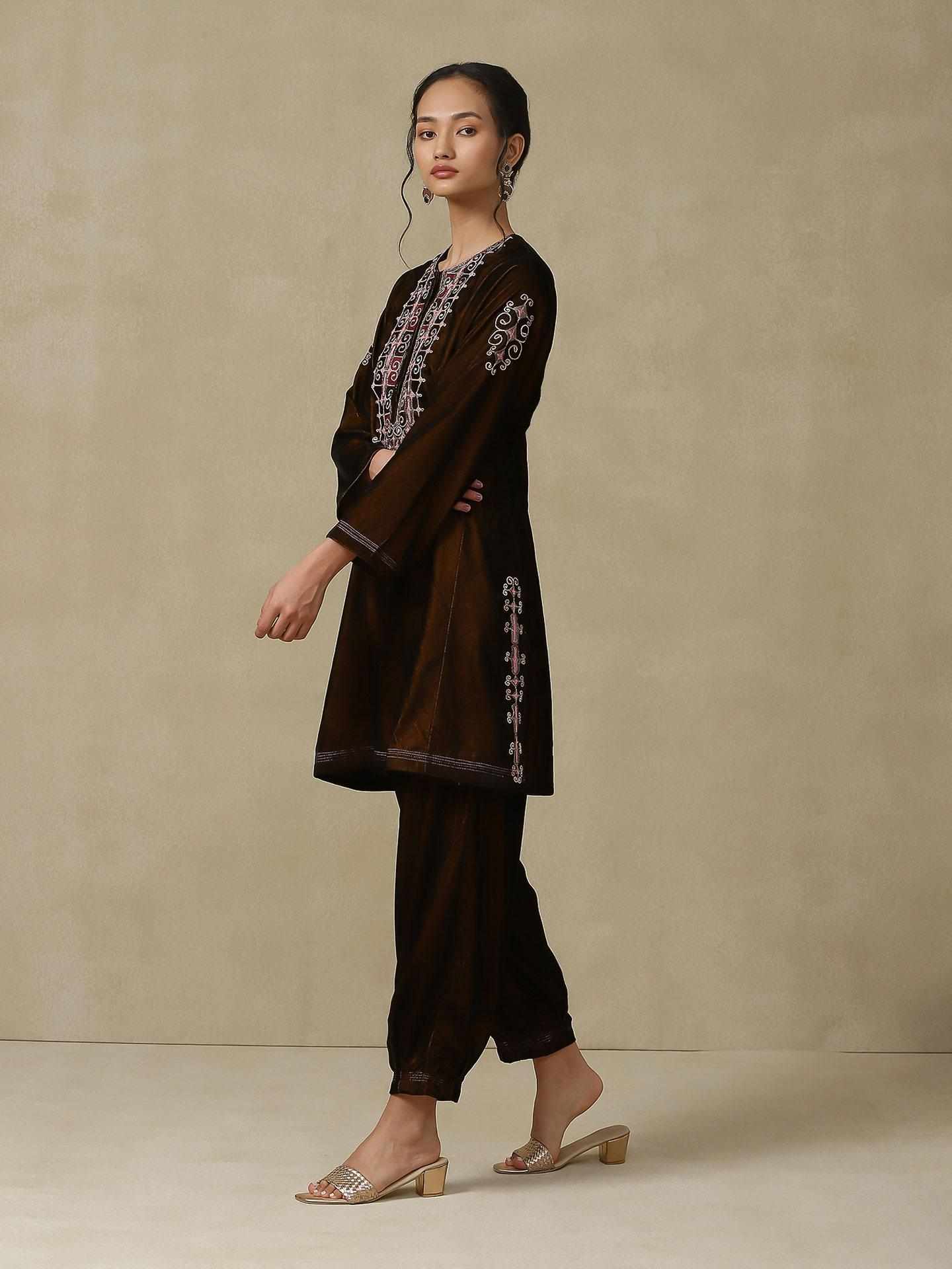 Chocolate Brown Aafreen Kurta Set