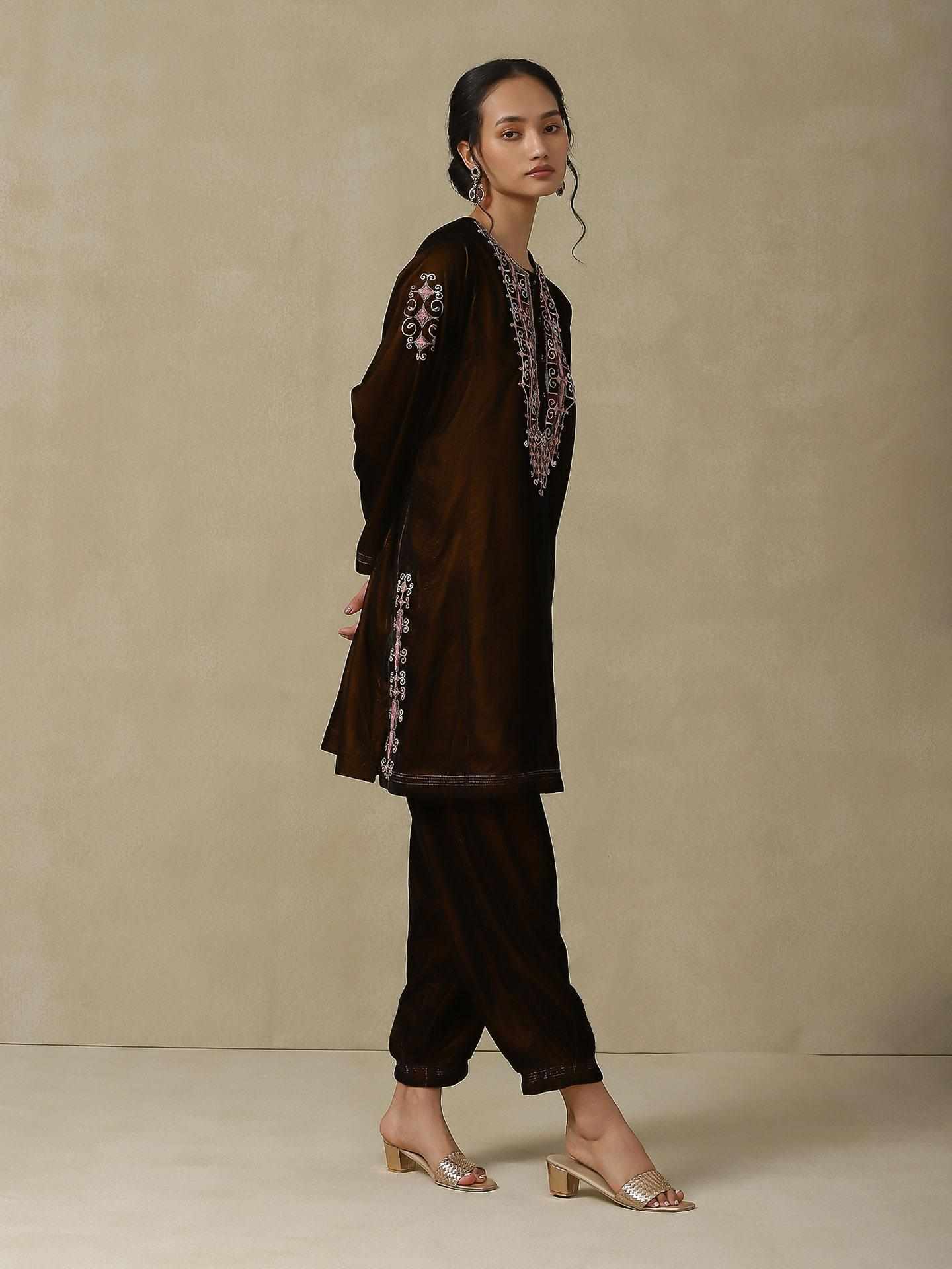 Chocolate Brown Aafreen Kurta Set