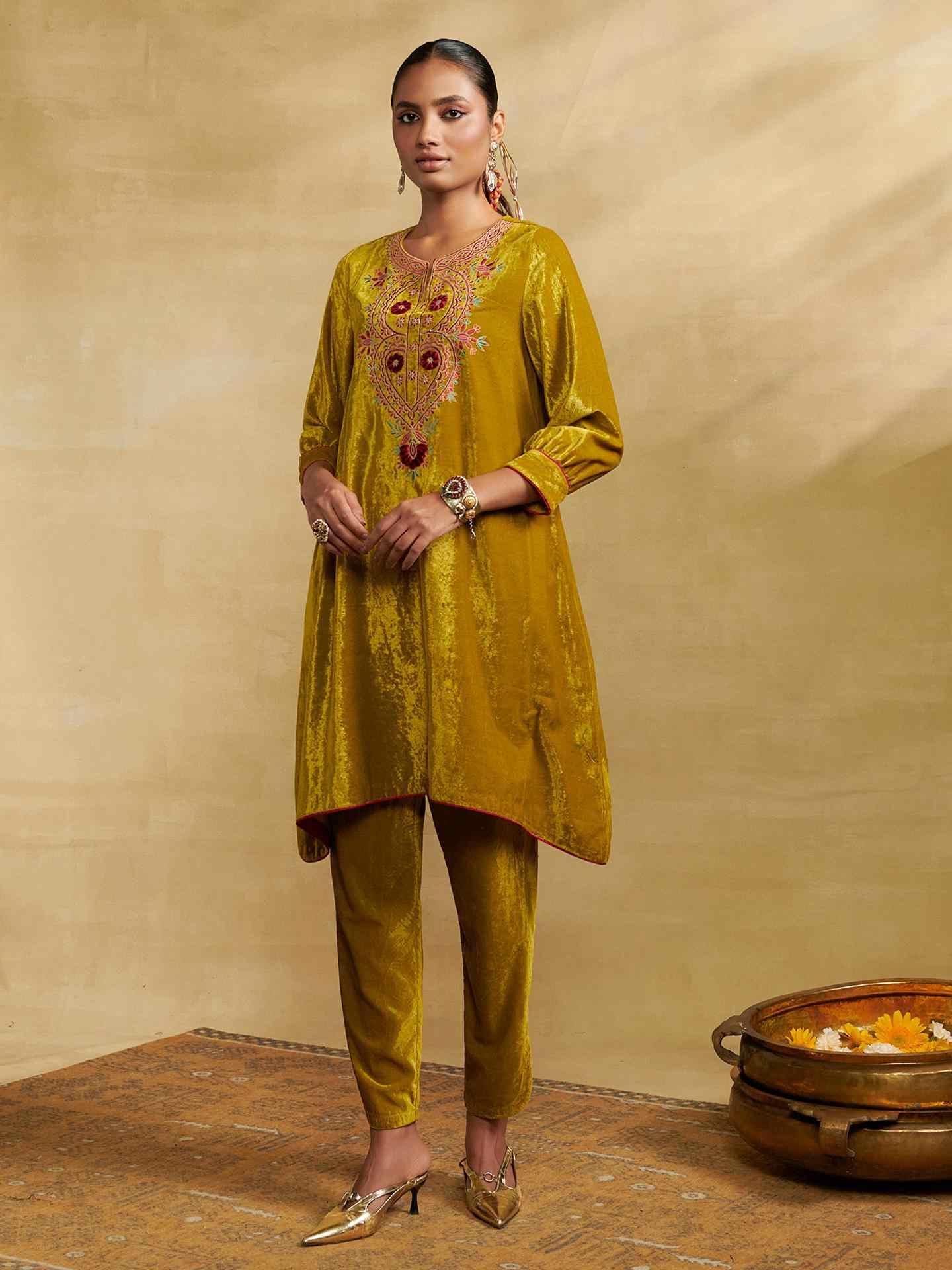 Lime Green Mulbery Festive Kurta Set