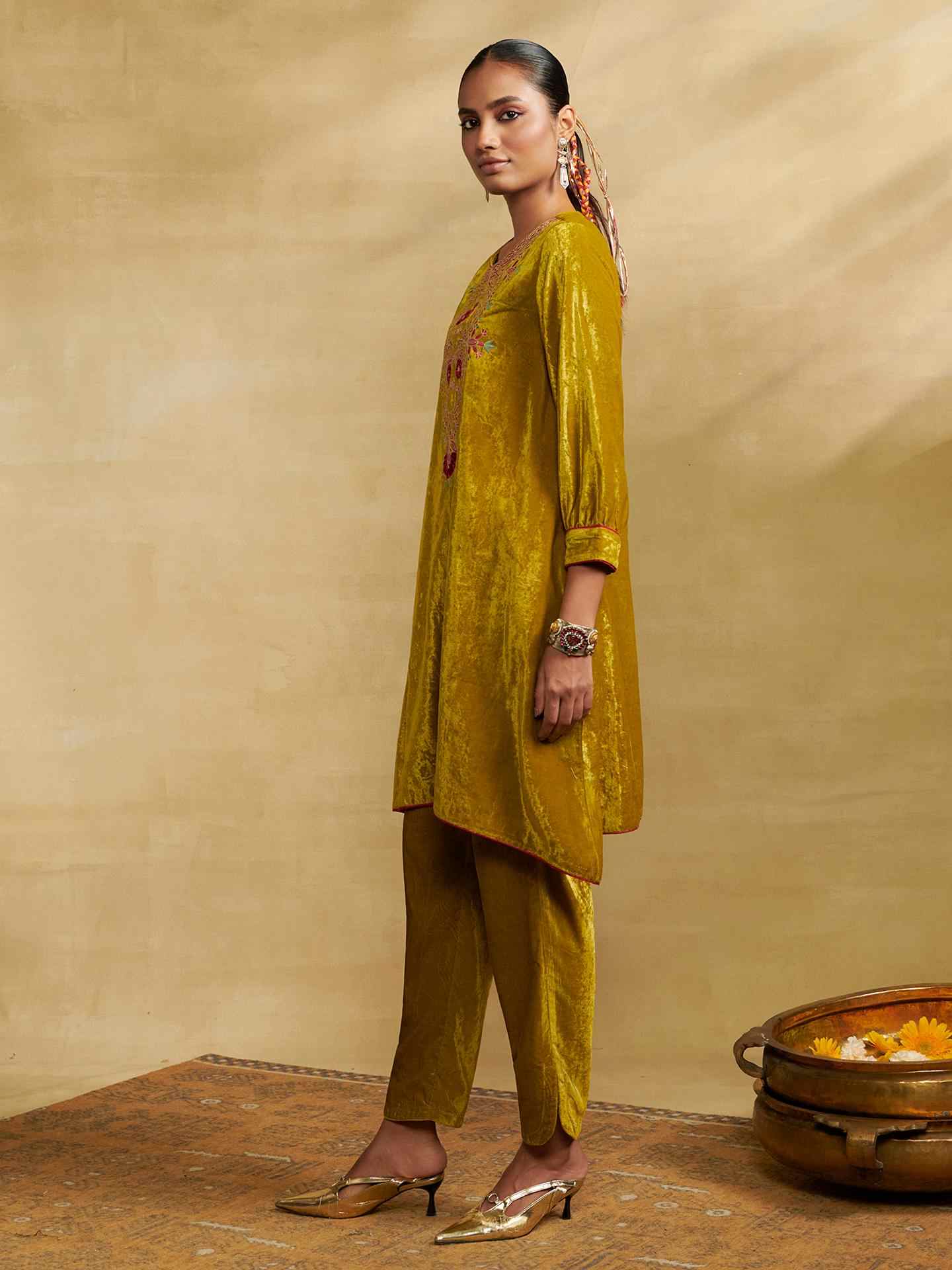 Lime Green Mulbery Festive Kurta Set