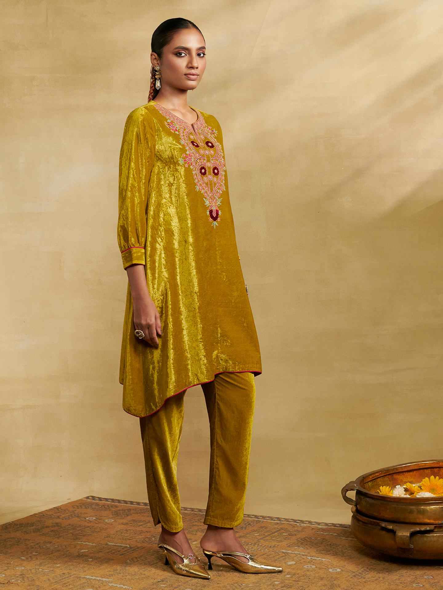 Lime Green Mulbery Festive Kurta Set