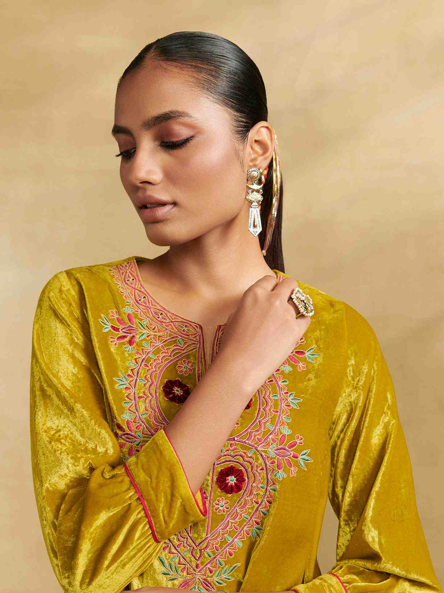 Lime Green Mulbery Festive Kurta Set