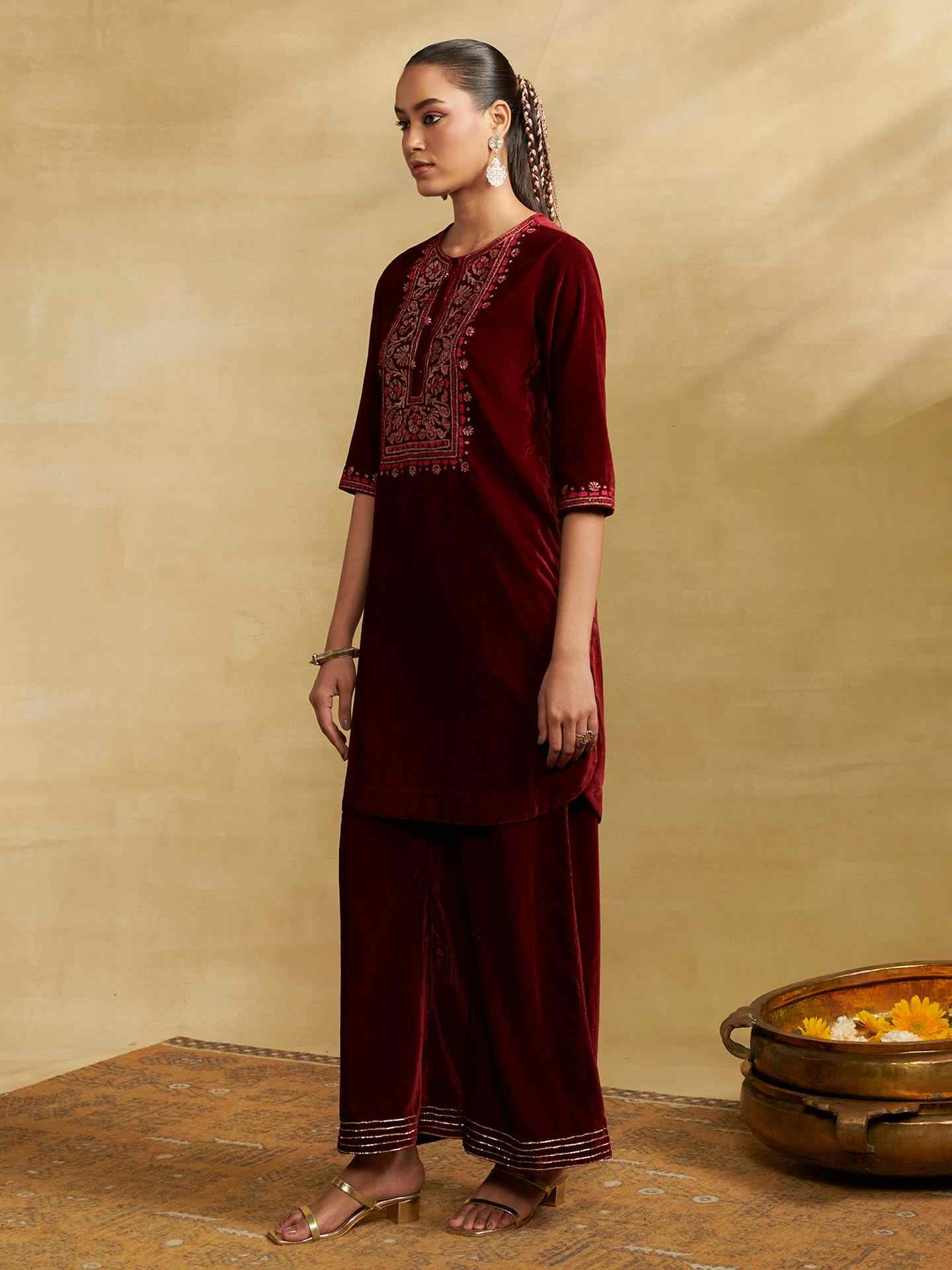 Burgandy Regal Affair Kurta Set
