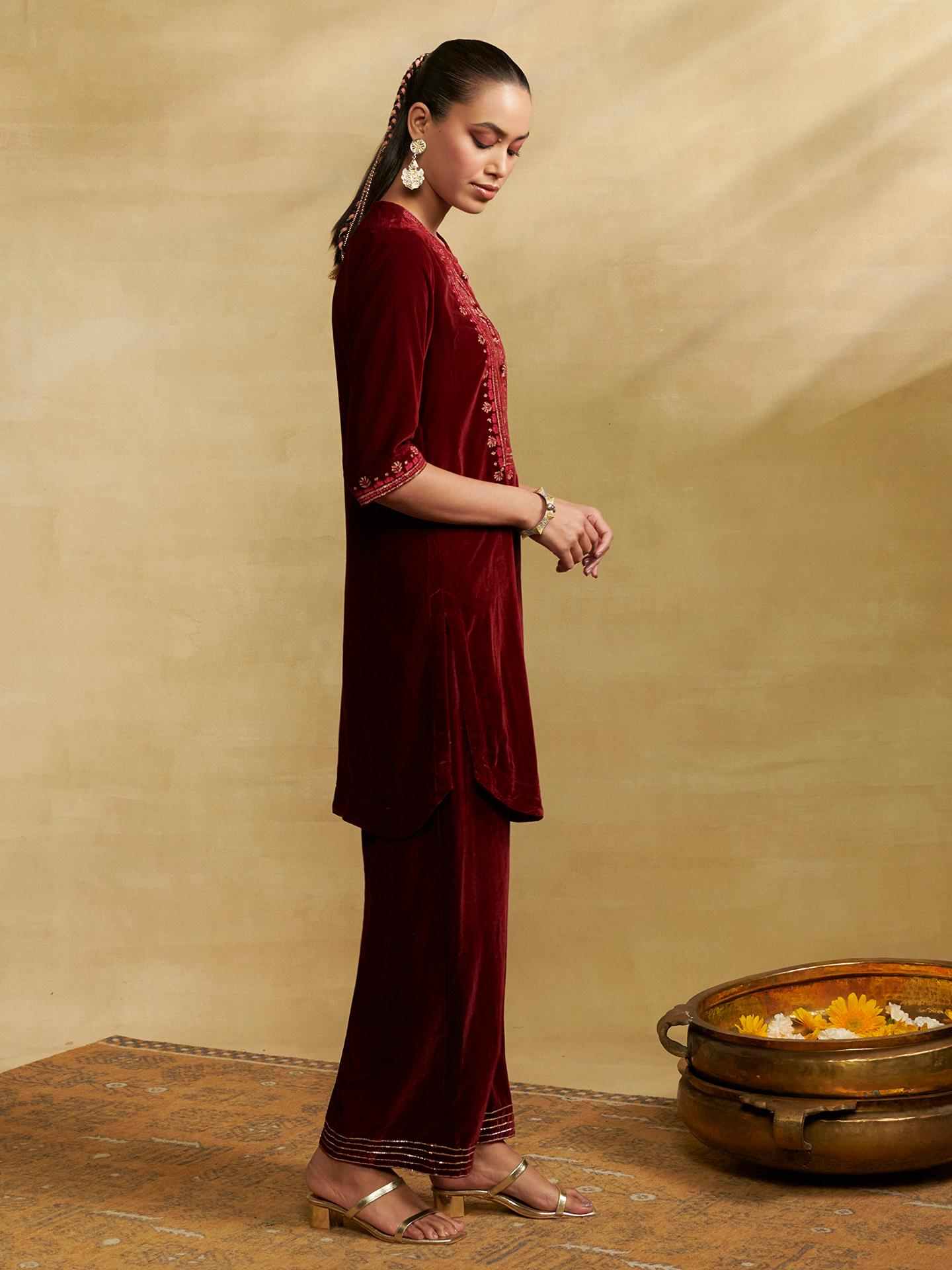 Burgandy Regal Affair Kurta Set
