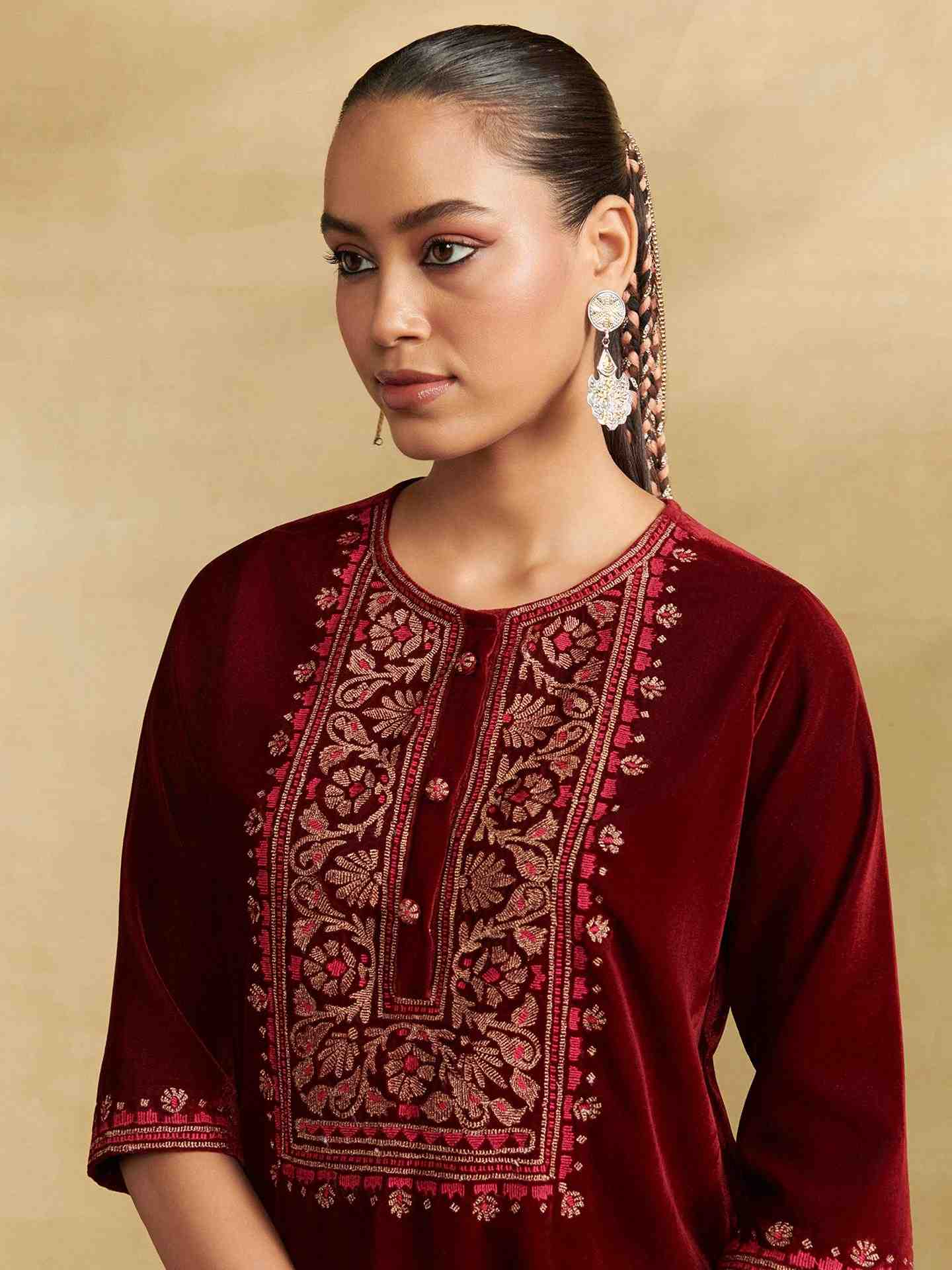Burgandy Regal Affair Kurta Set