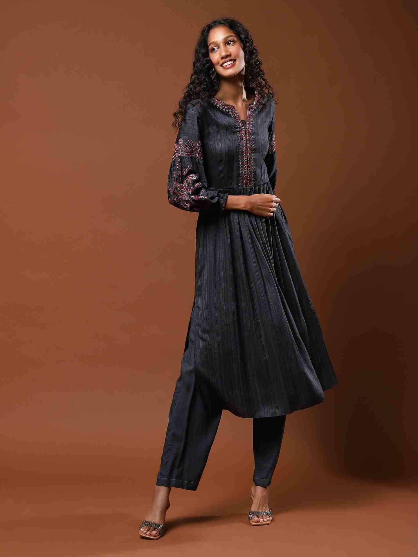 Grey Ludo Silk Suit Set