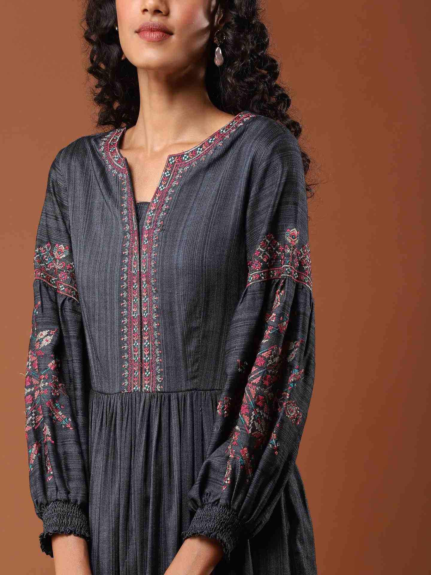 Grey Ludo Silk Suit Set