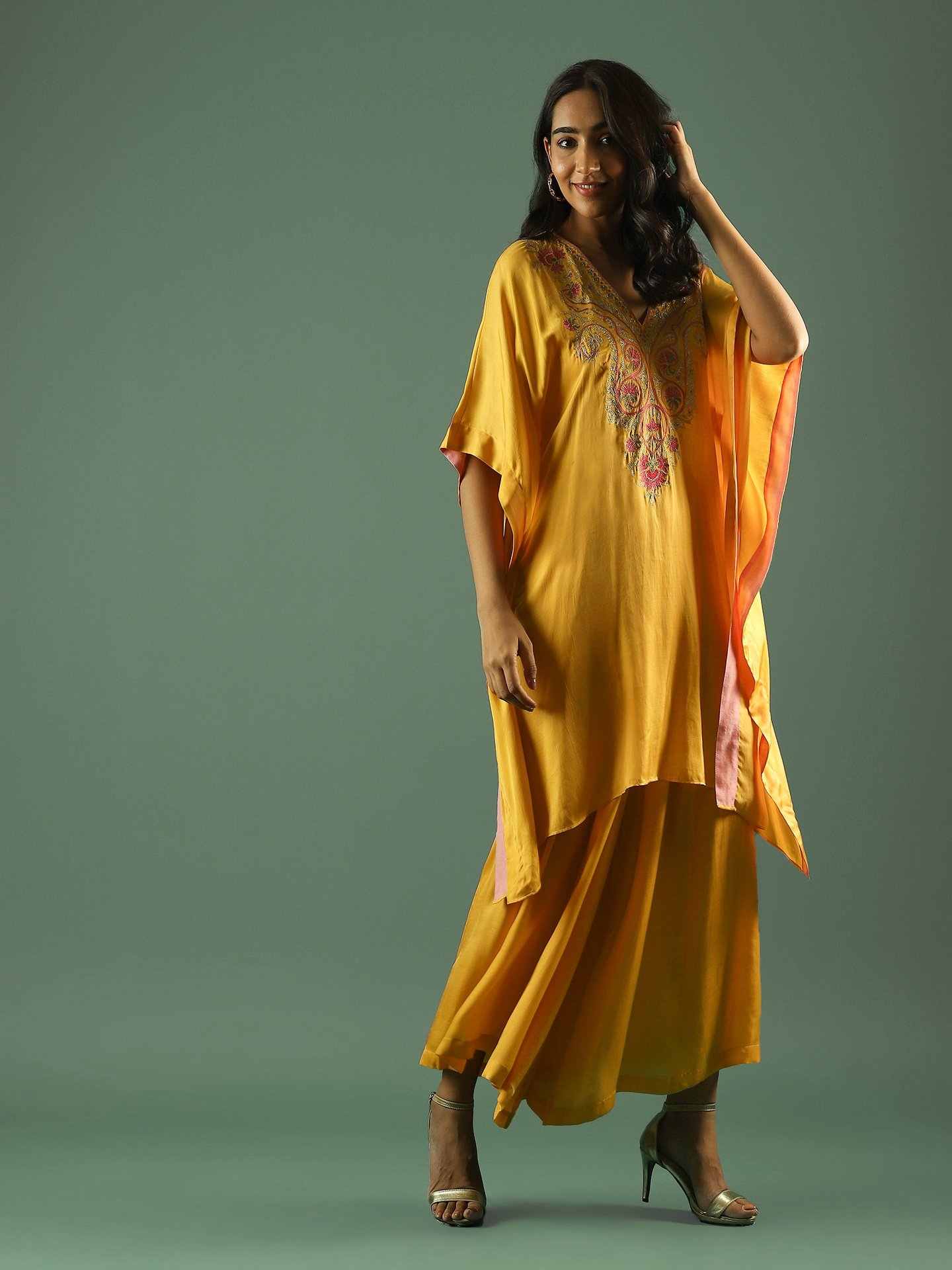 Mustard Solid Kurta Set