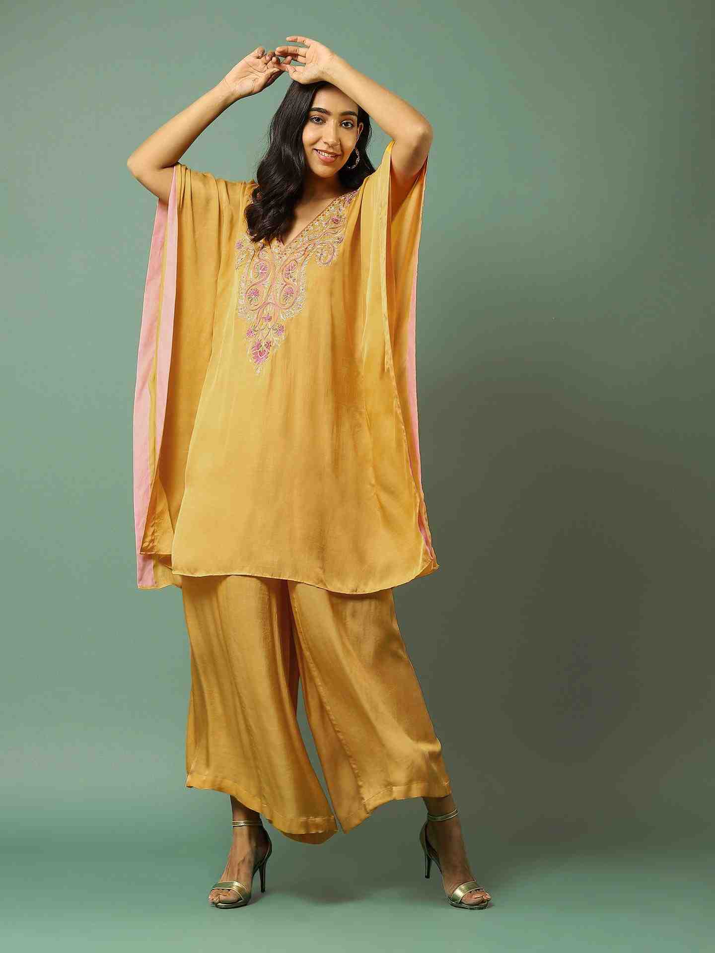 Mustard Solid Kurta Set