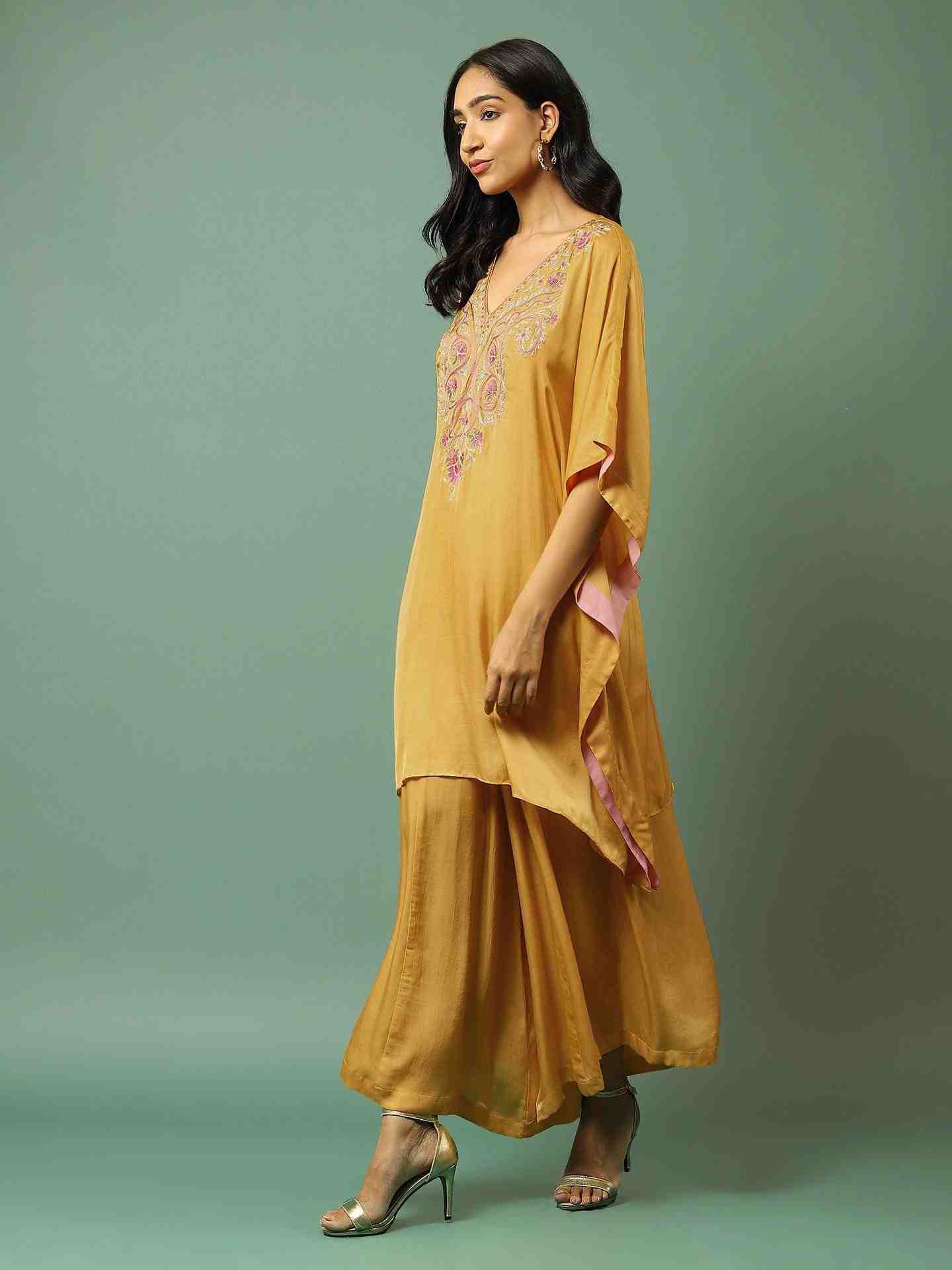 Mustard Solid Kurta Set