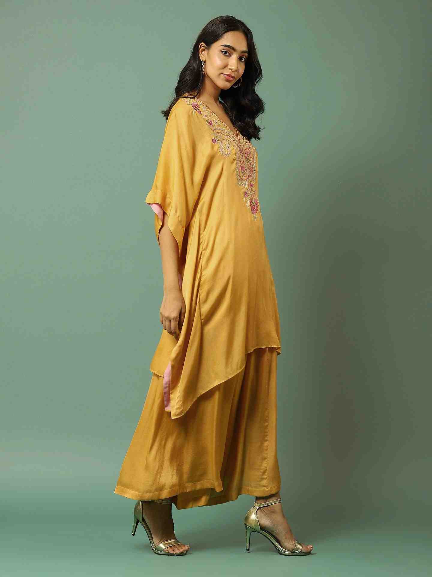 Mustard Solid Kurta Set
