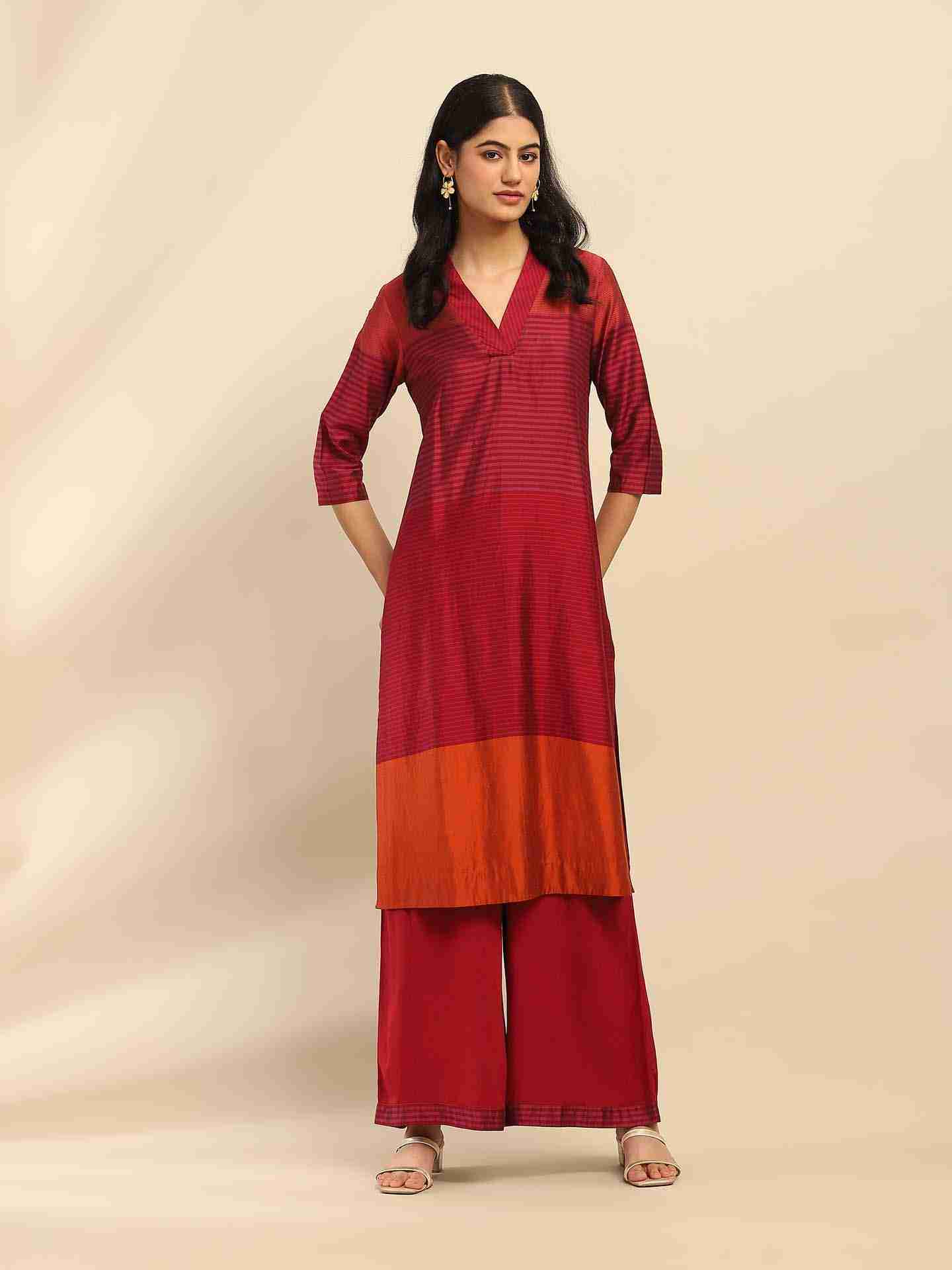 Magenta Camellia Kurta Set