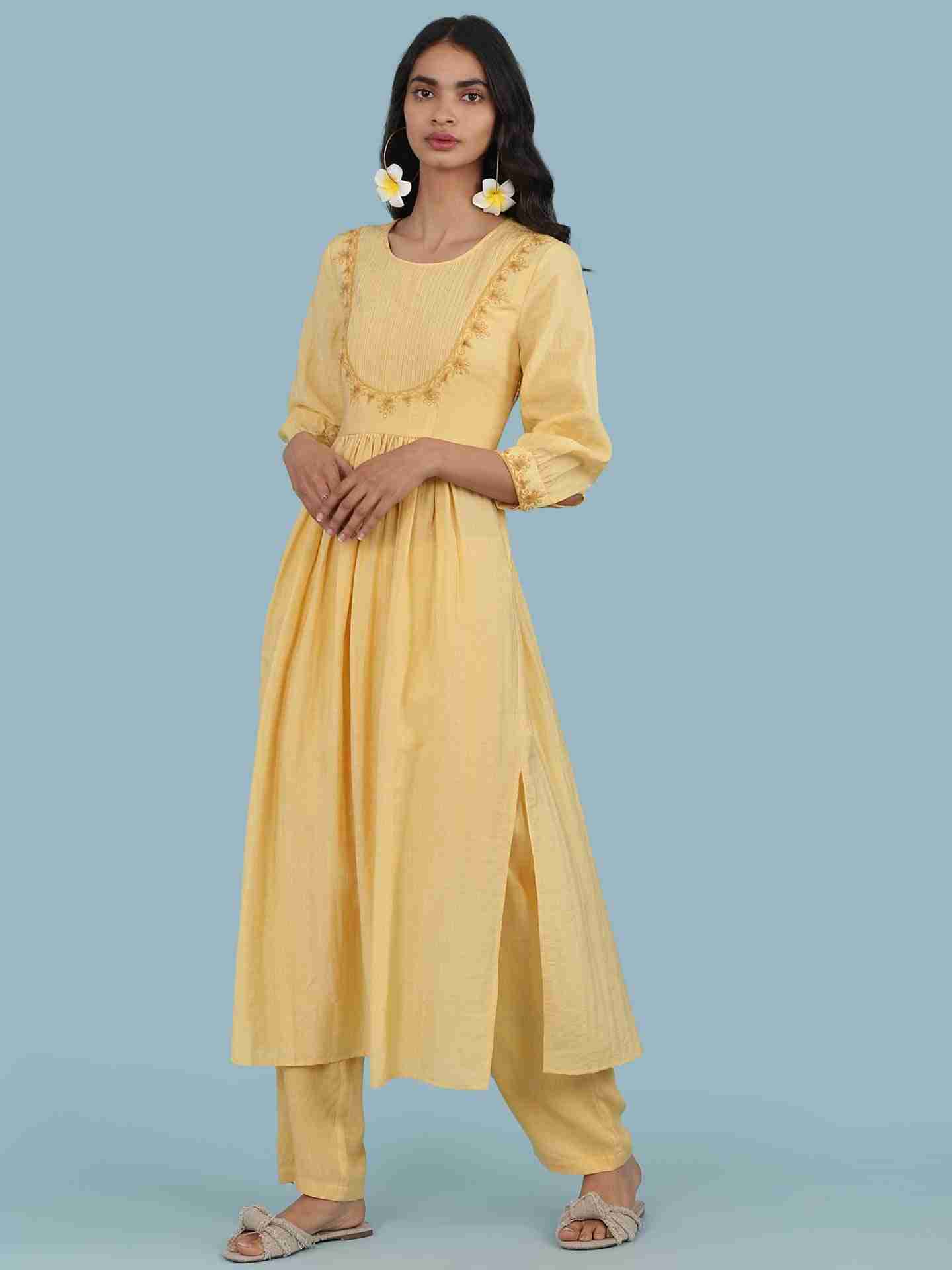 Yellow Mastani Solid Suit Set