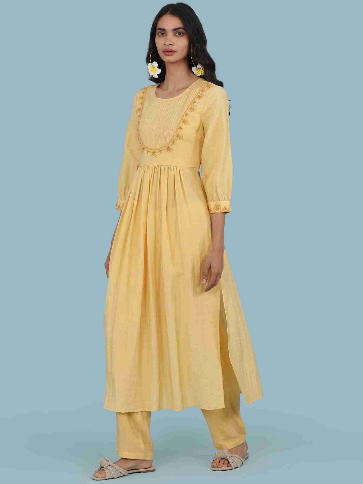 Yellow Mastani Solid Suit Set