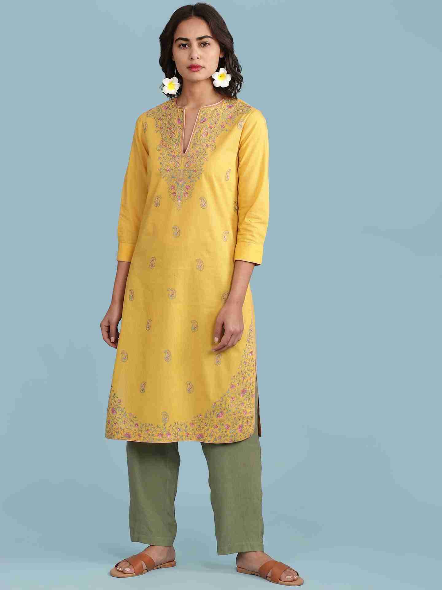 Yellow Neelamia Solid Suit Set