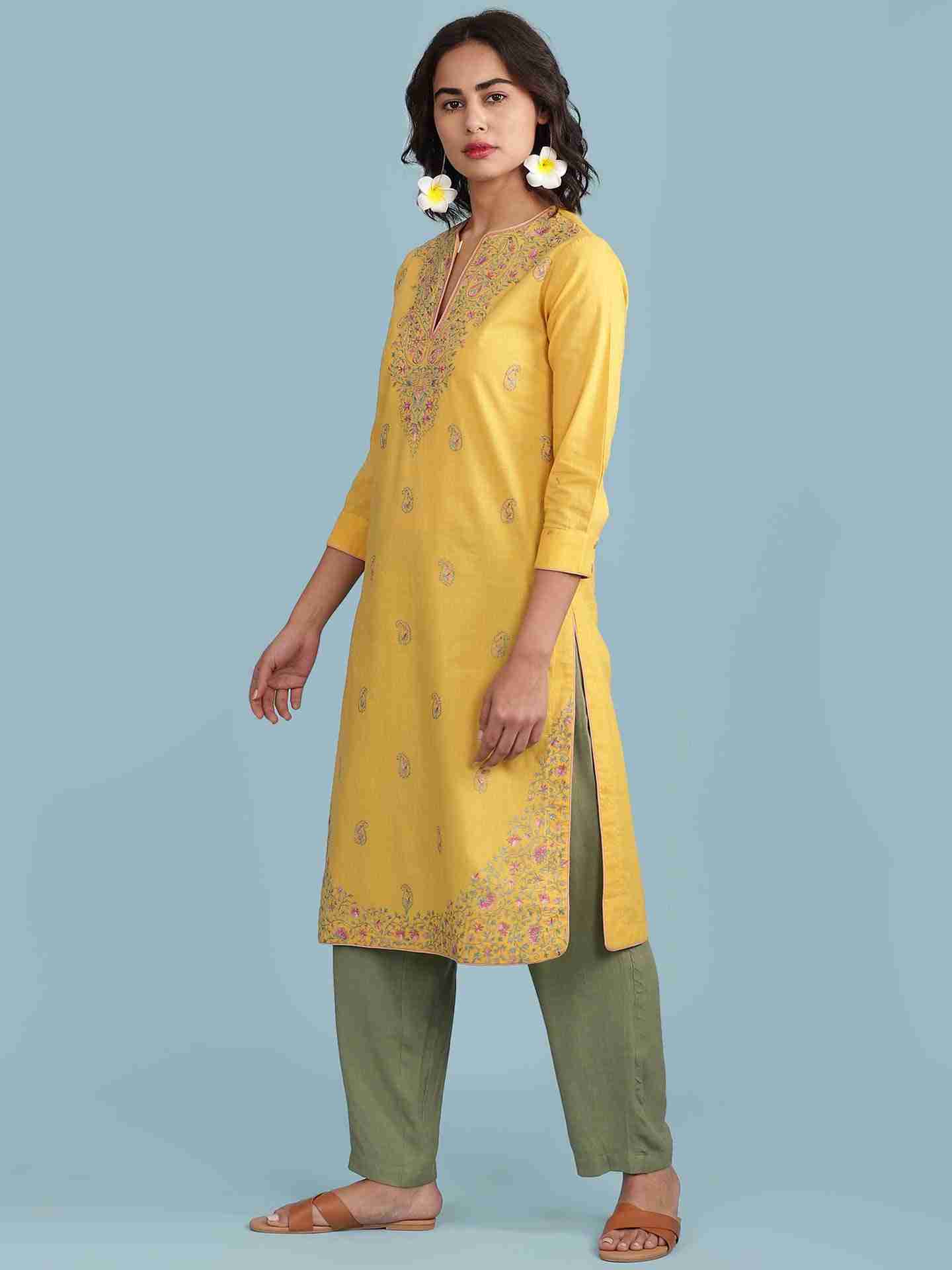 Yellow Neelamia Solid Suit Set