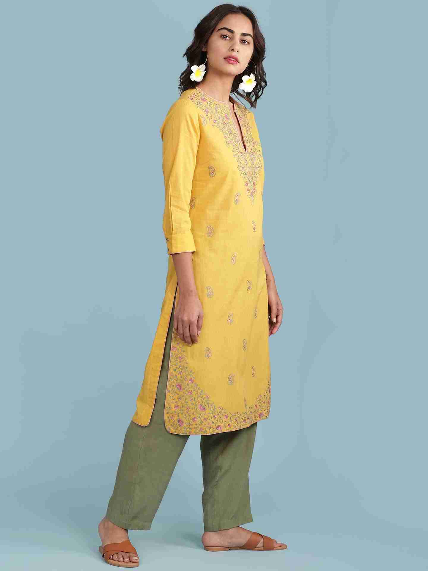 Yellow Neelamia Solid Suit Set