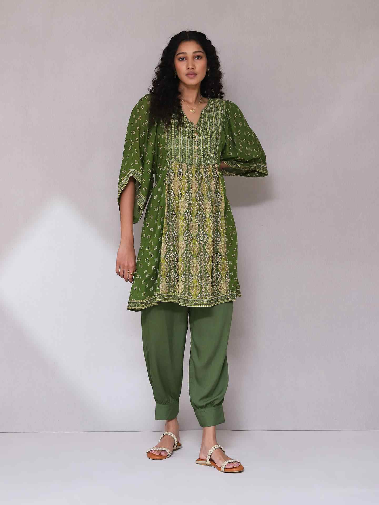 Green Areej Kurta Set