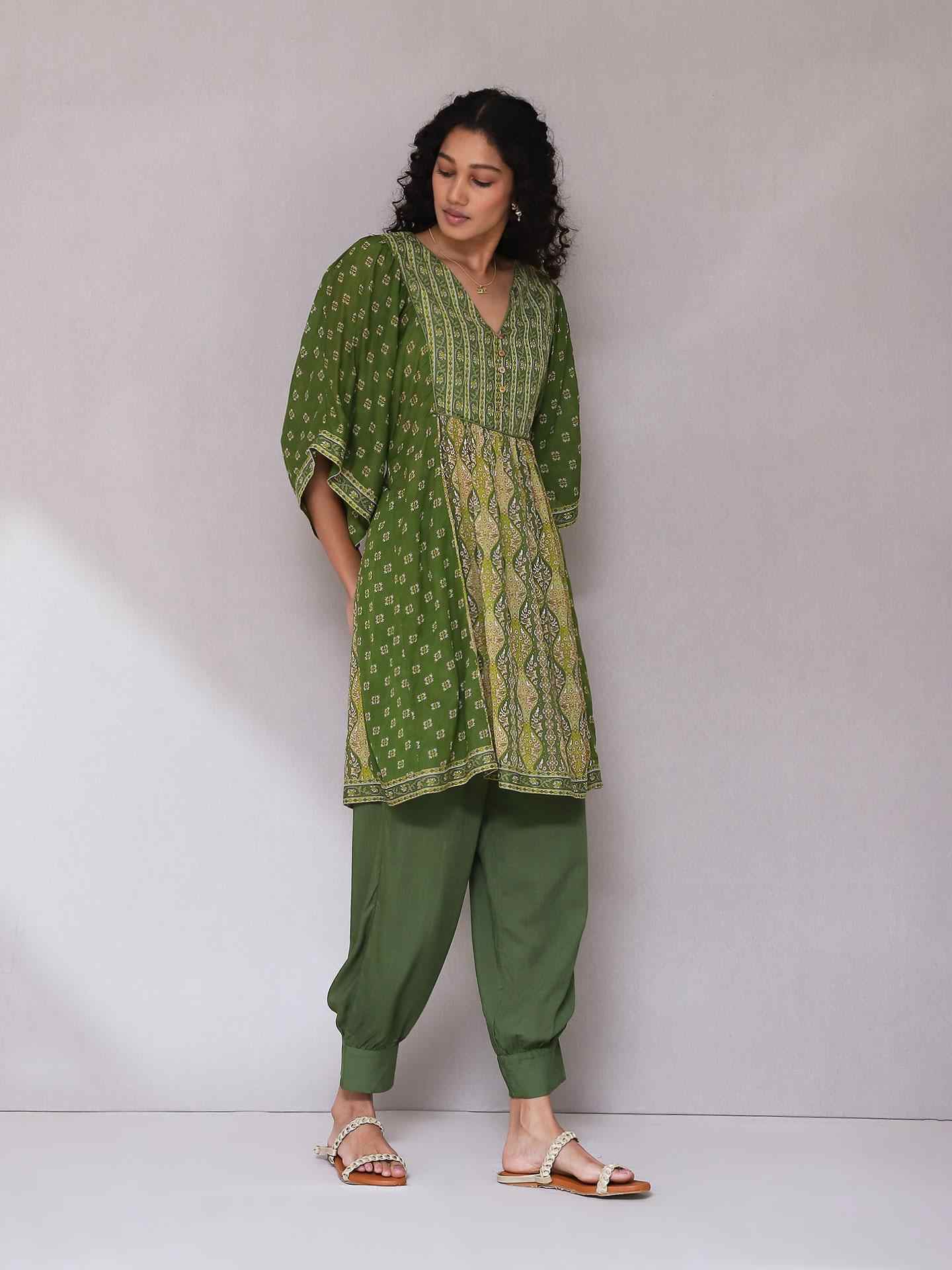 Green Areej Kurta Set