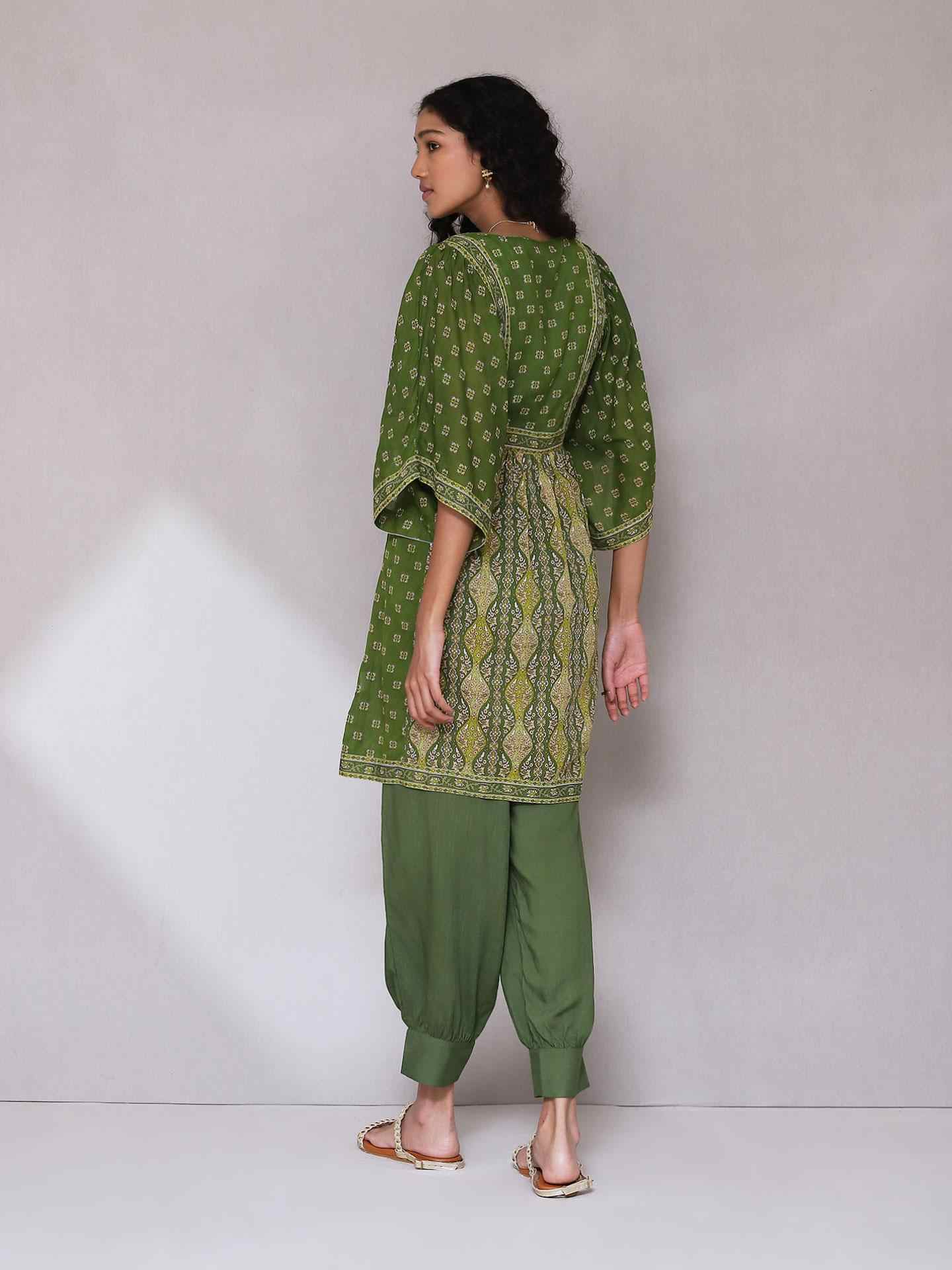 Green Areej Kurta Set