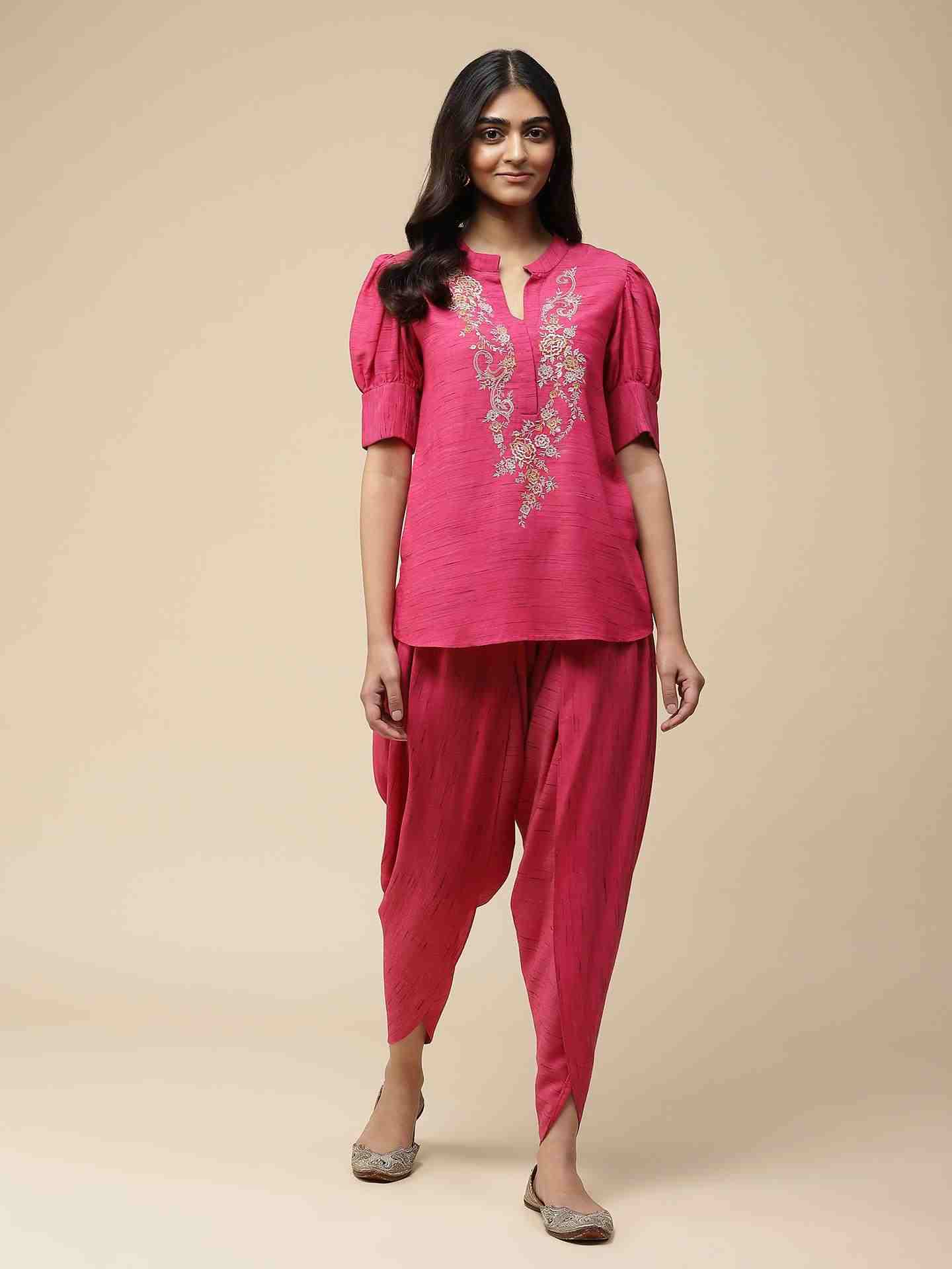Magenta Nargis Solid Kurta Set