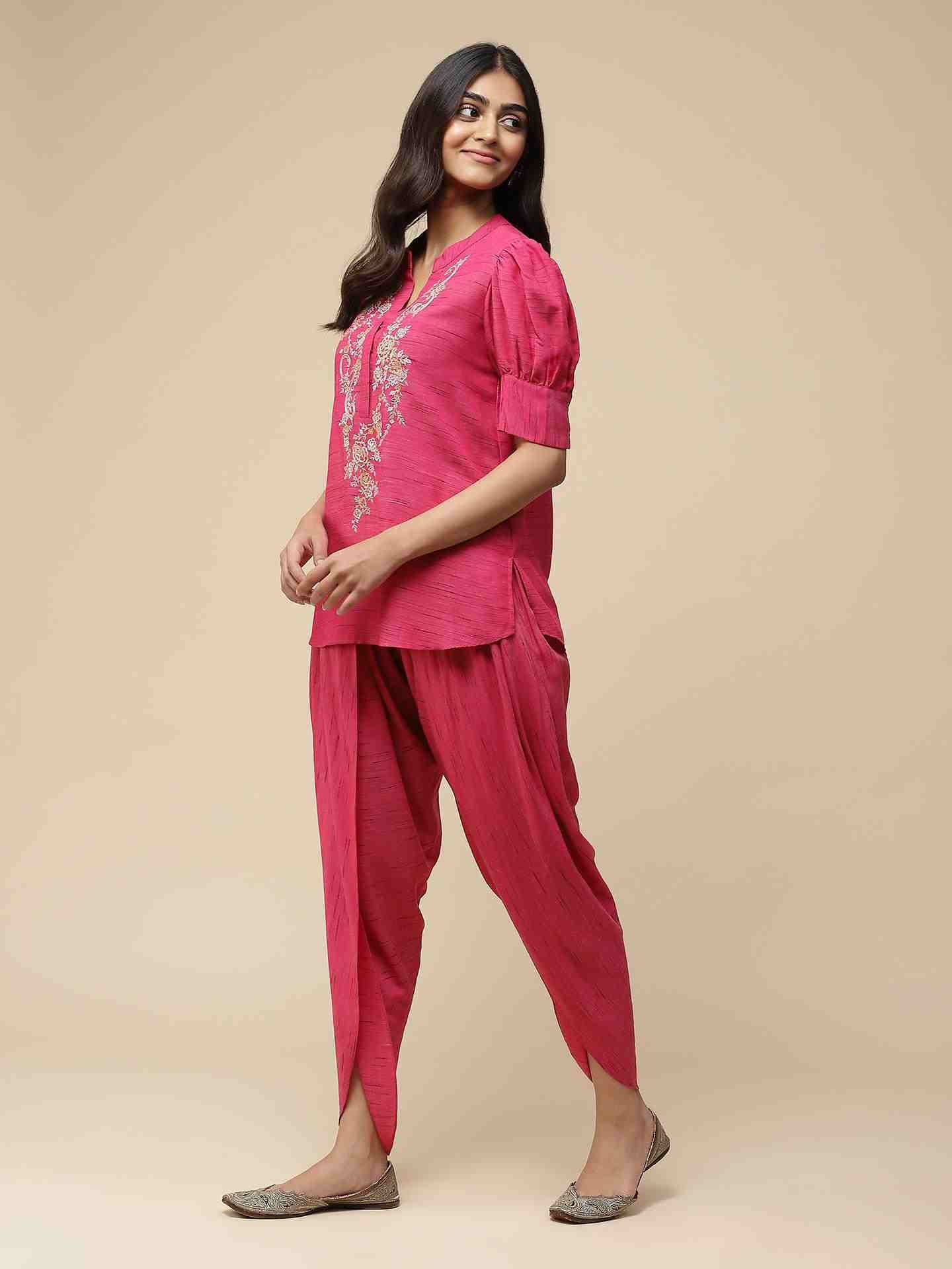 Magenta Nargis Solid Kurta Set