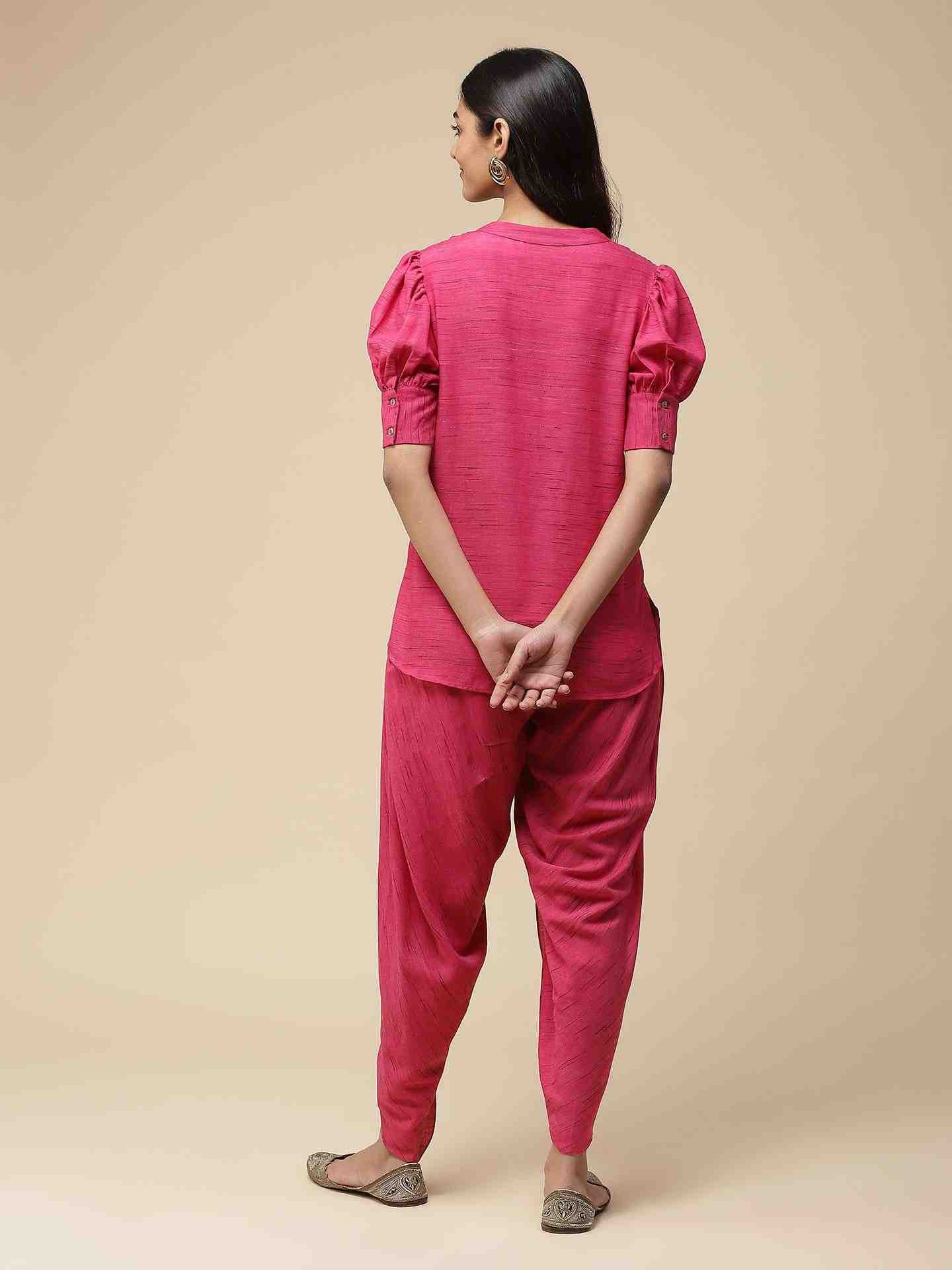 Magenta Nargis Solid Kurta Set