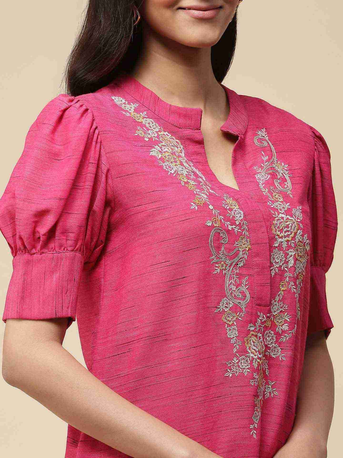 Magenta Nargis Solid Kurta Set